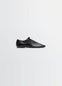 Souris Flat Classic Derbies in Black Nappa Lambskin Leather, product shot, Side view Single piece upper