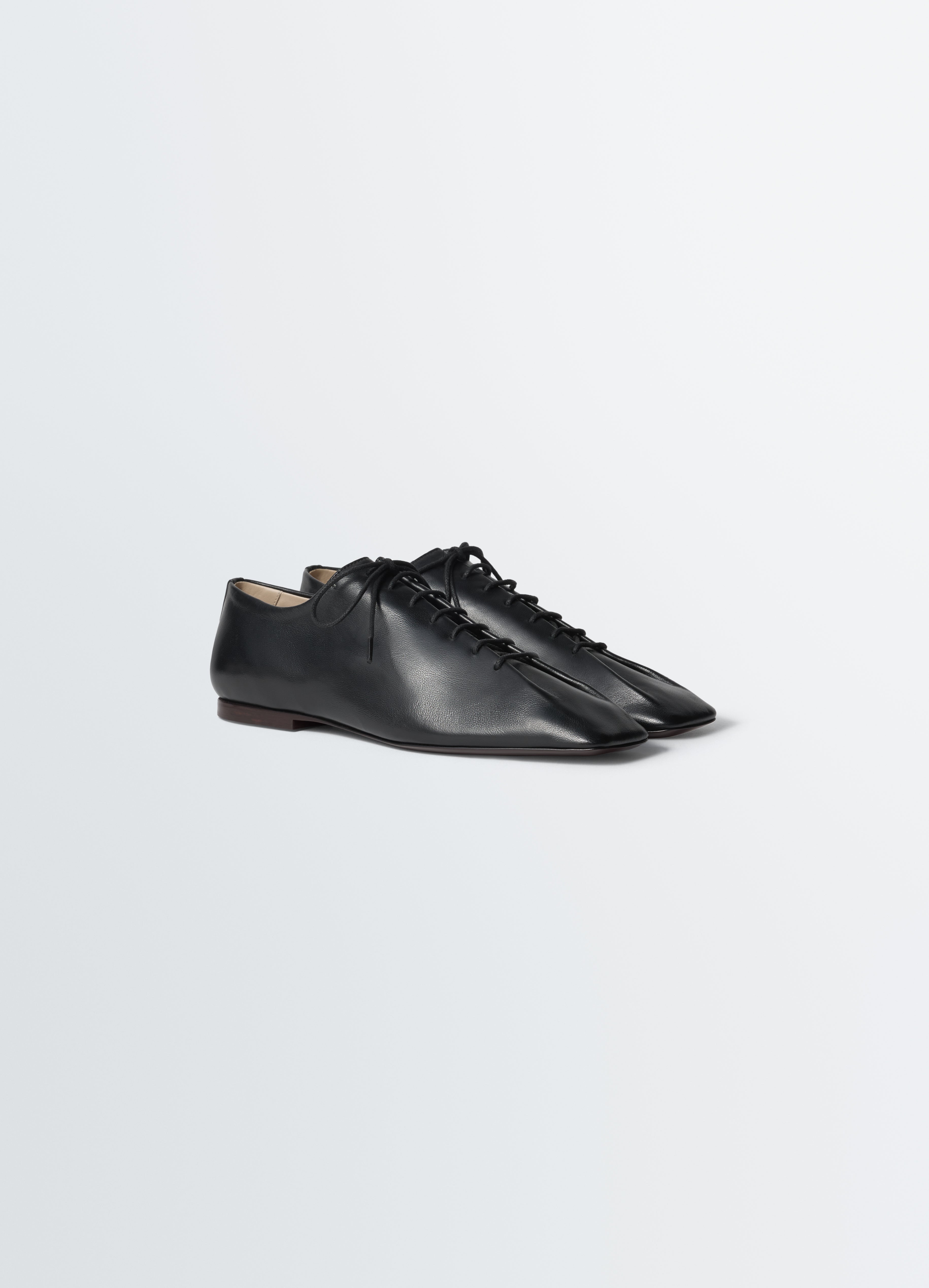 SOURIS FLAT CLASSIC DERBIES IN LEATHER - Black - Shiny Nappa Lamb