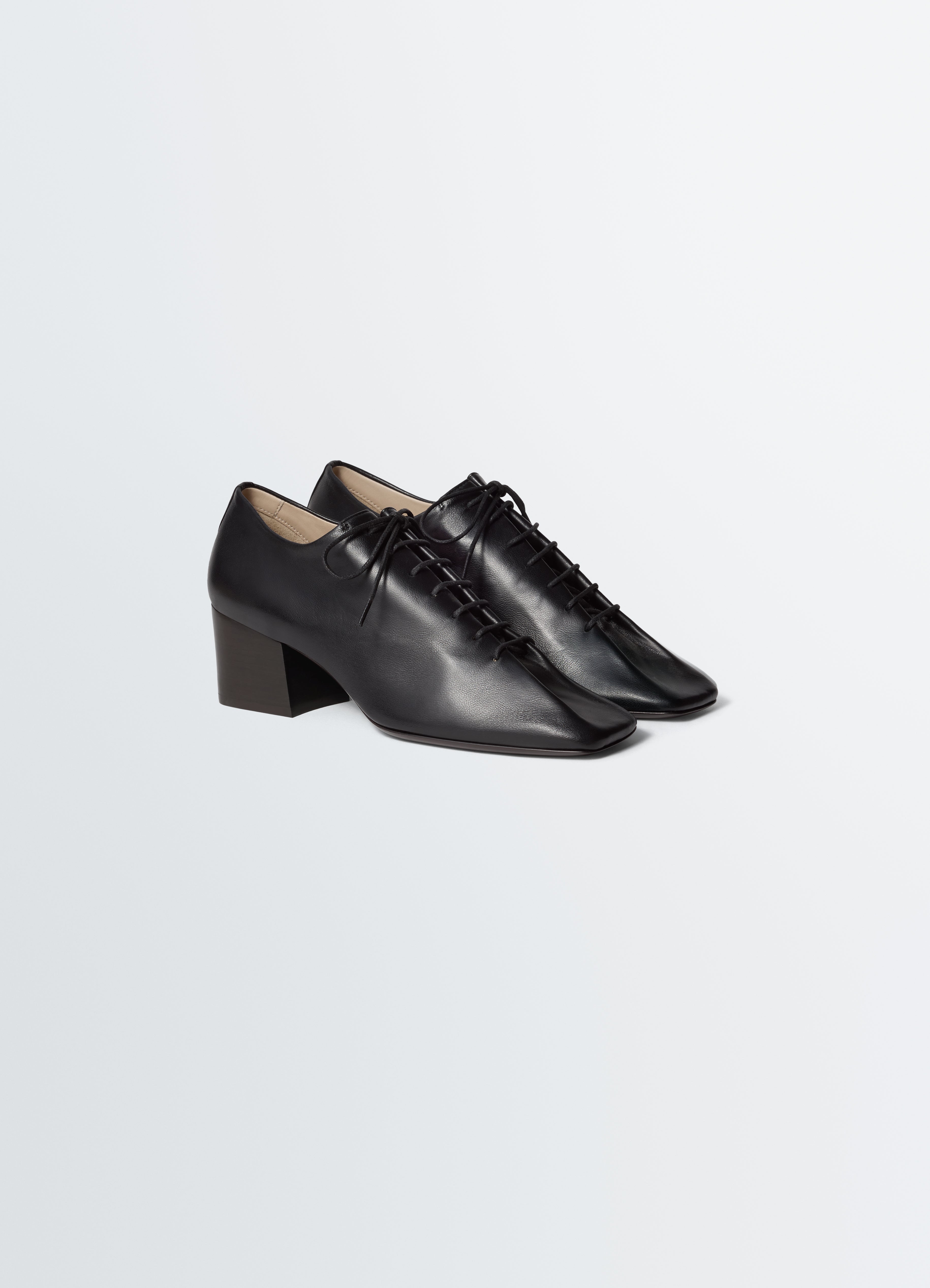 SOURIS FLAT CLASSIC DERBIES IN LEATHER - Black - Shiny Nappa Lamb