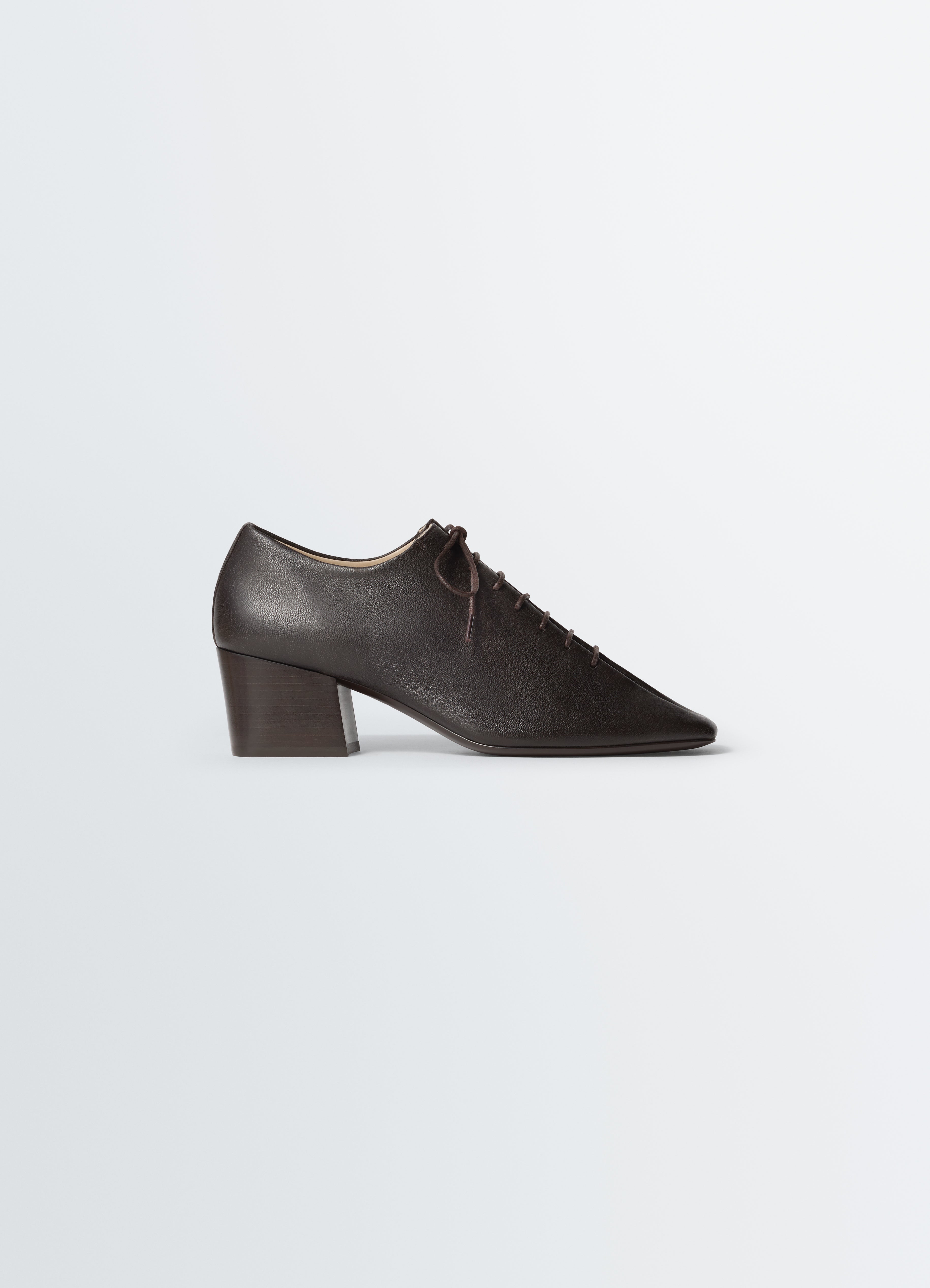 SOURIS CLASSIC DERBIES 55MM HEEL IN LEATHER - Dark Chocolate