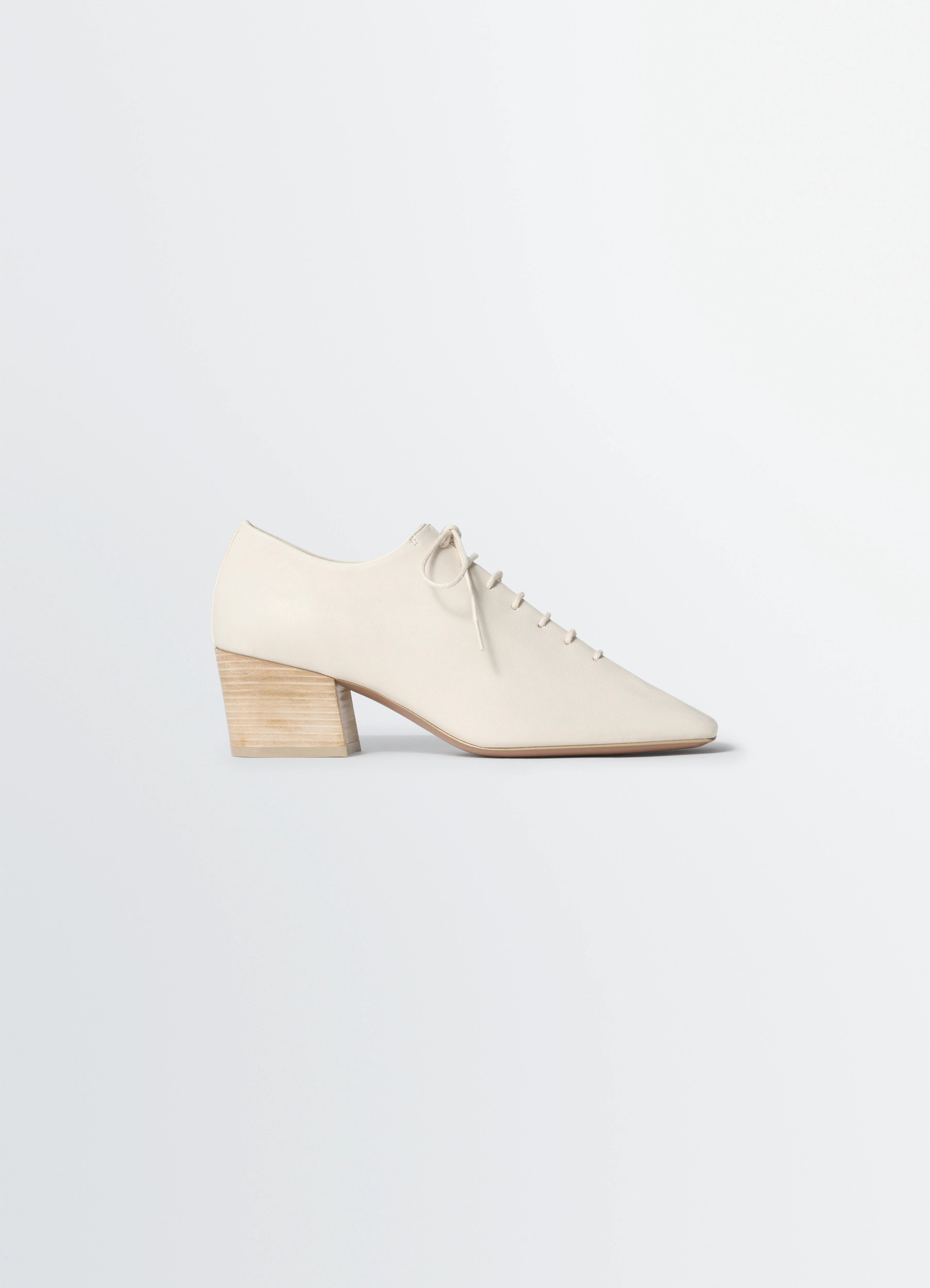 SOURIS CLASSIC DERBIES 55MM HEEL IN LEATHER - White - Washed Nappa