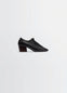 Souris Classic Derbies 55 in Black Nappa Lamb Leather, product shot, Side view Pointed toe, block heel