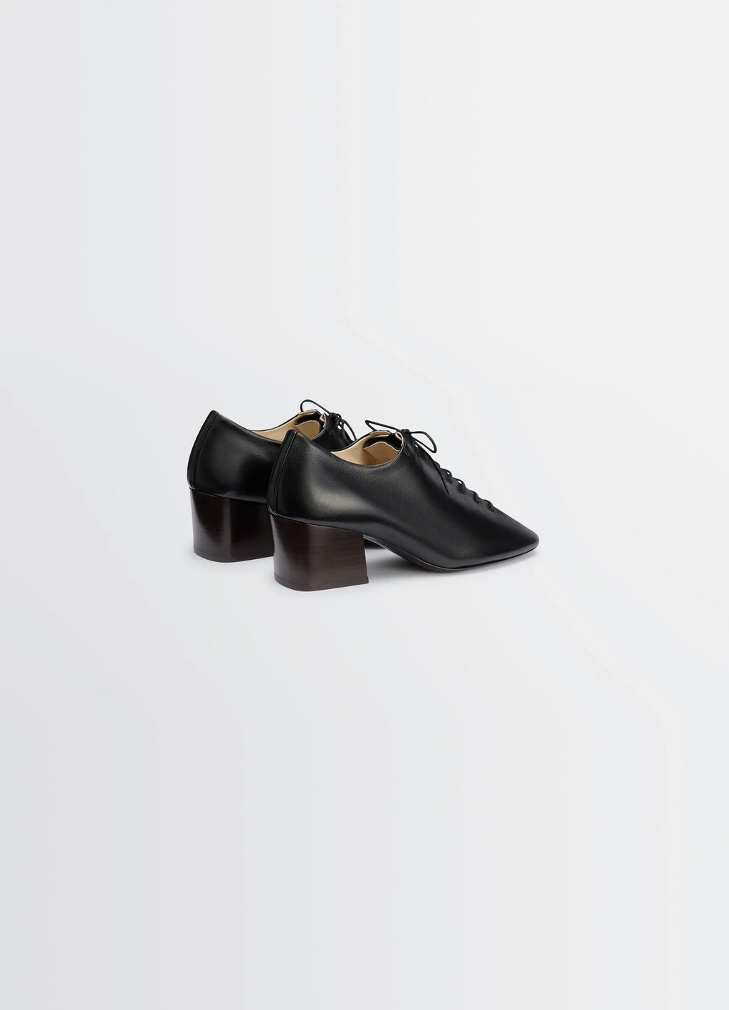 Souris Classic Derbies 55 in Black Nappa Lamb Leather, product shot, back view glossy finish, low-cut design