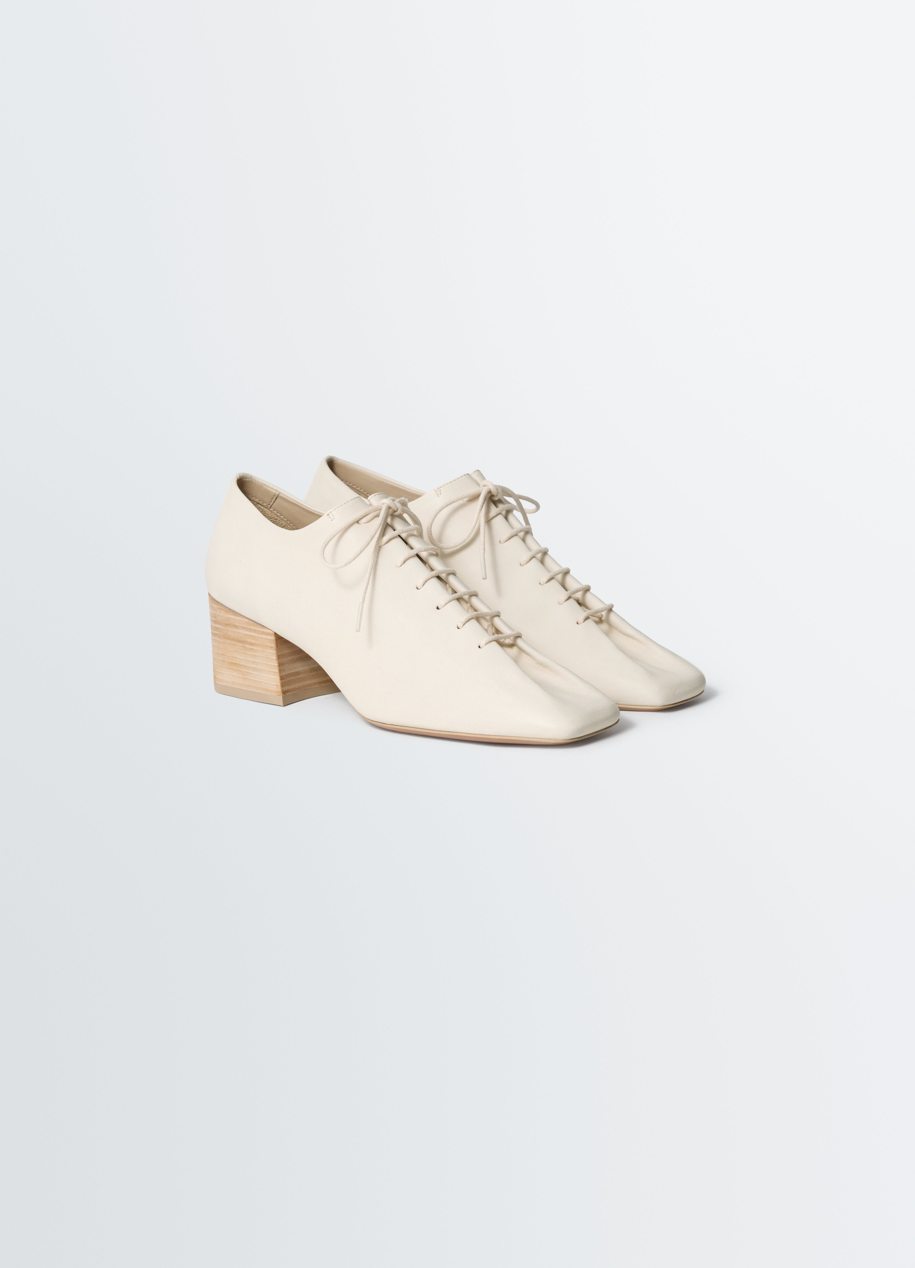 SOURIS CLASSIC DERBIES 55MM HEEL IN LEATHER - White - Washed Nappa