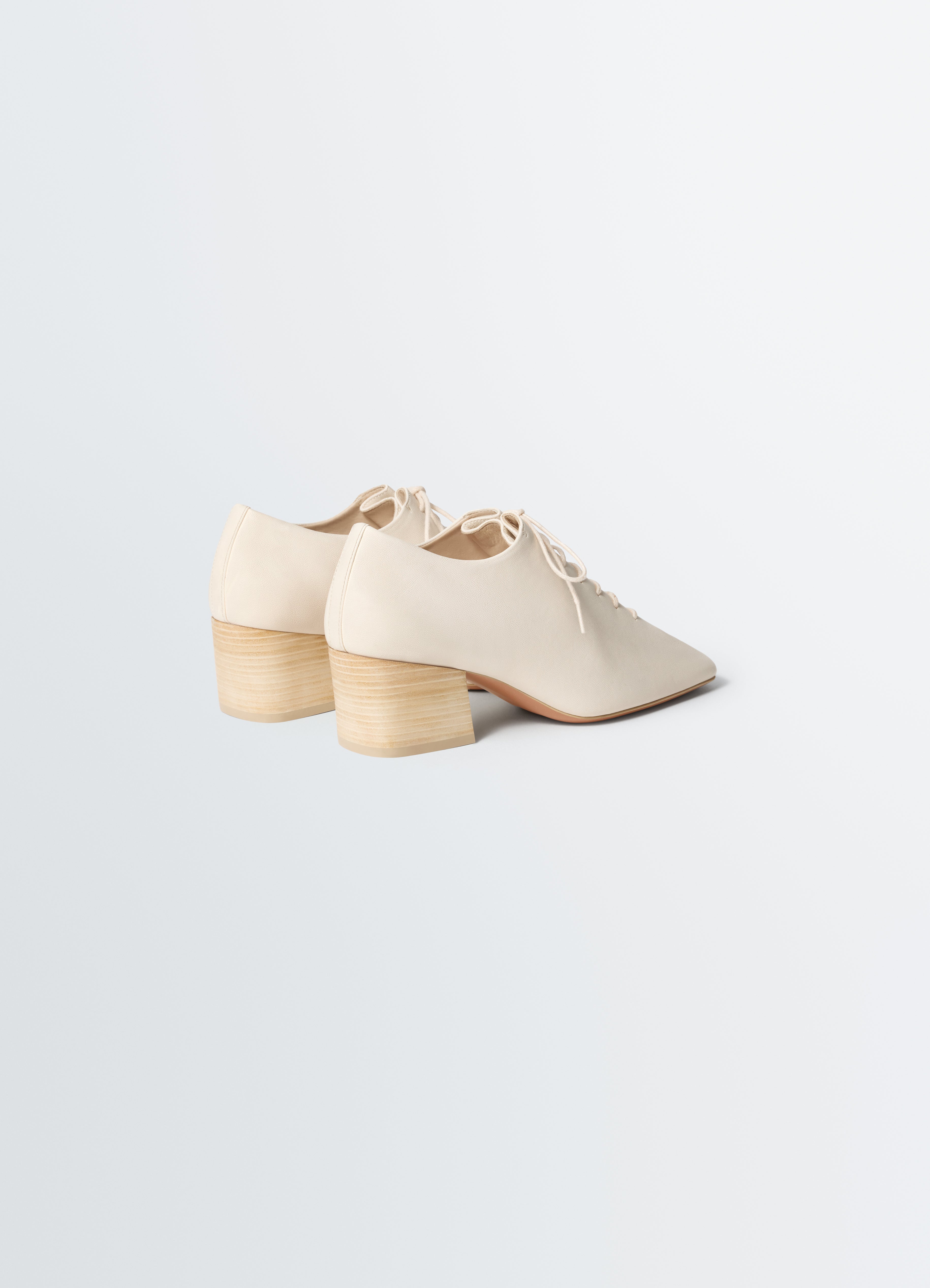 SOURIS CLASSIC DERBIES 55MM HEEL IN LEATHER - White - Washed Nappa