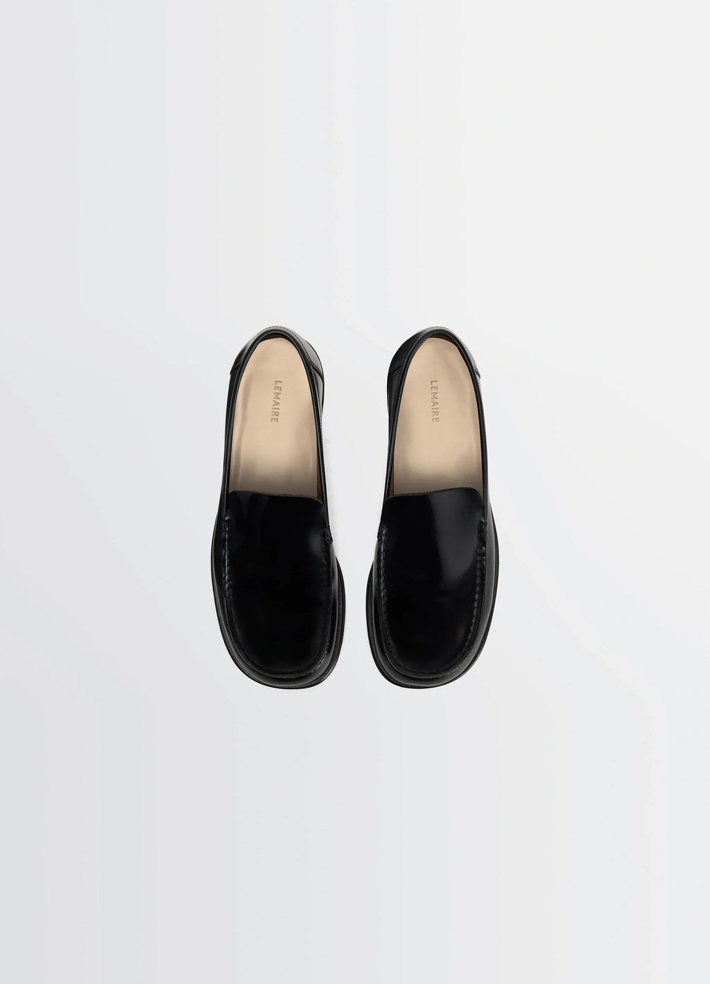 Loafer in Shiny Smooth Calf Leather, product shot, top view classic rounded toe