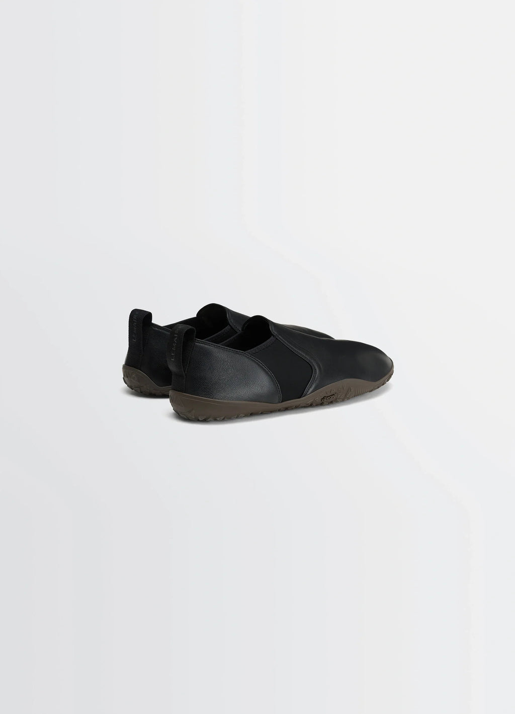 VIBRAM GLOVE SLIP ON in Black Nappa Lamb Leather, product shot, rear three-quarter view textured outsole detail