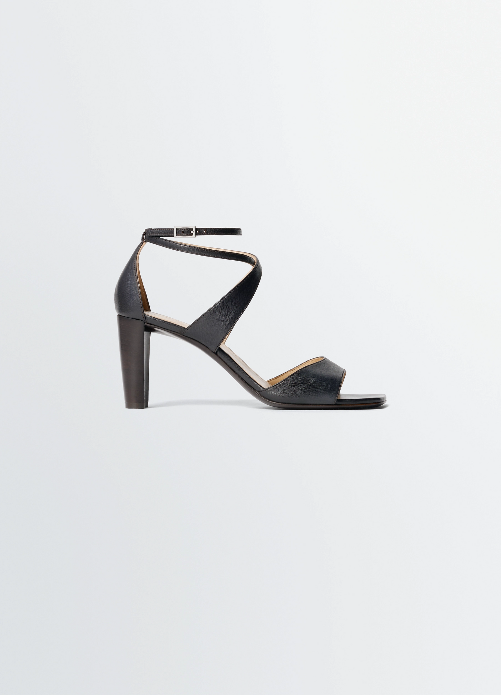 Cross sandals 80 mm heel in lamb nappa leather, product shot, side view strappy design