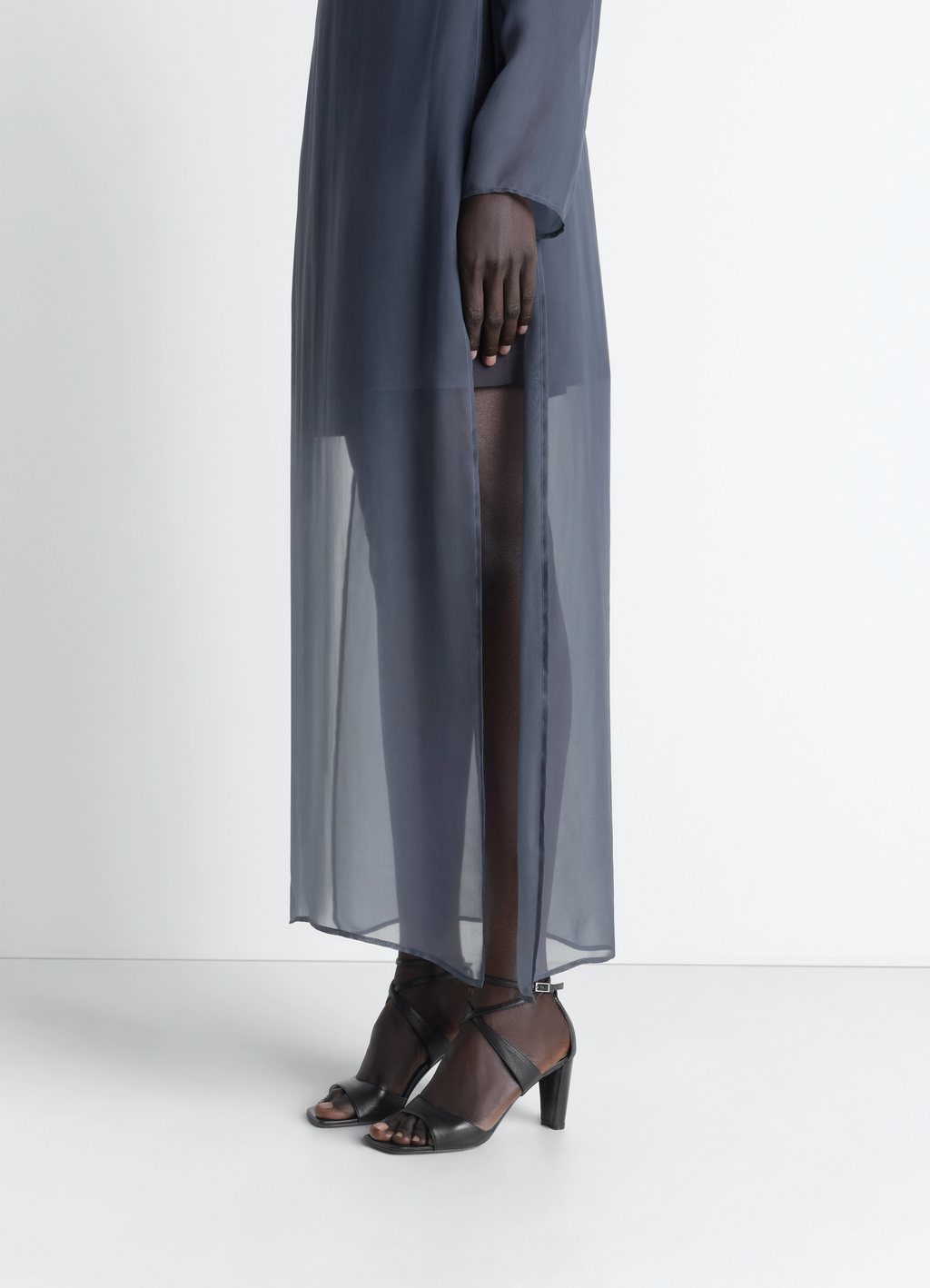 クロスサンダル 80mmヒール レザー