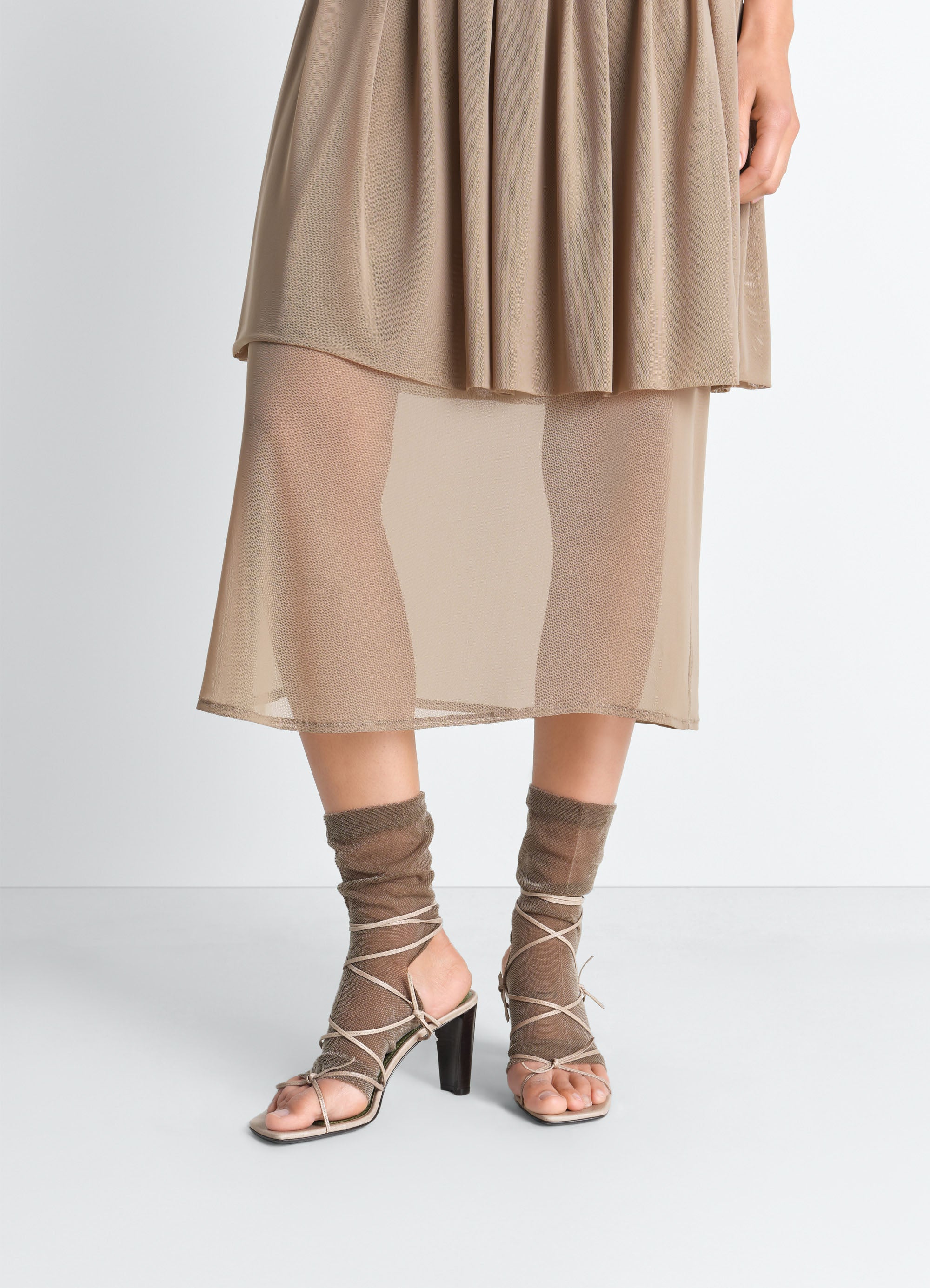 MIGNONS SANDALS 80 MM HEEL IN LEATHER - Havana Sand - Nappa Vosges