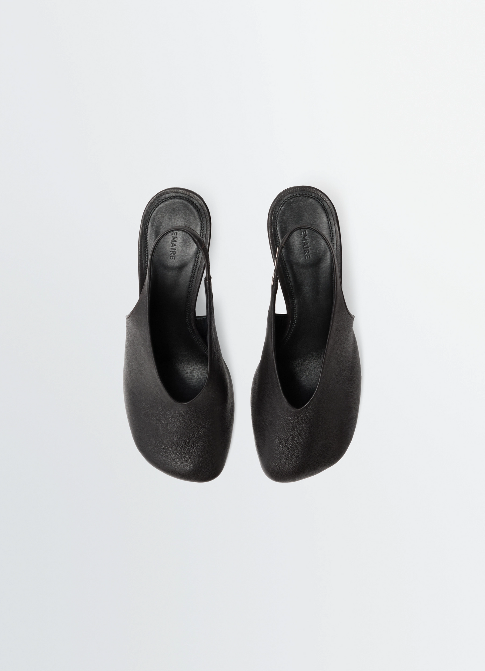 Glove slingback pumps 80 mm heel in leather, product shot, top view open toe design