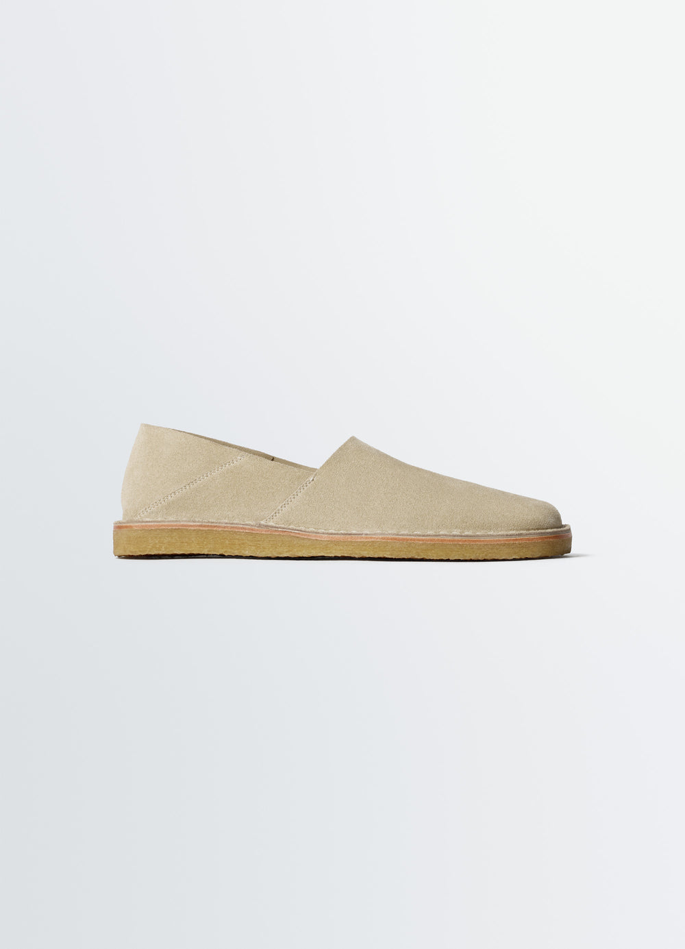 Square Slip-On Loafers in Suede Leather, product shot, Side view Soft loafers design