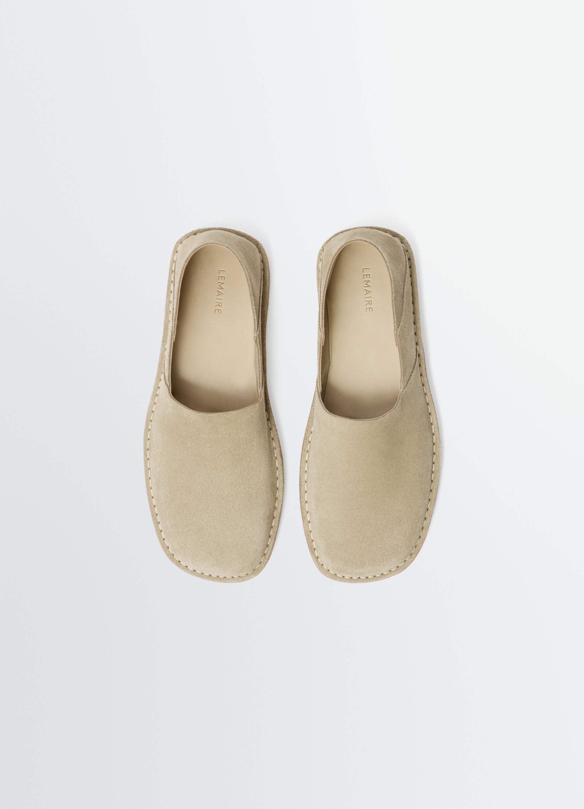 SQUARE SLIP-ON LOAFERS IN SUEDE LEATHER - Kraft Beige - Reversed