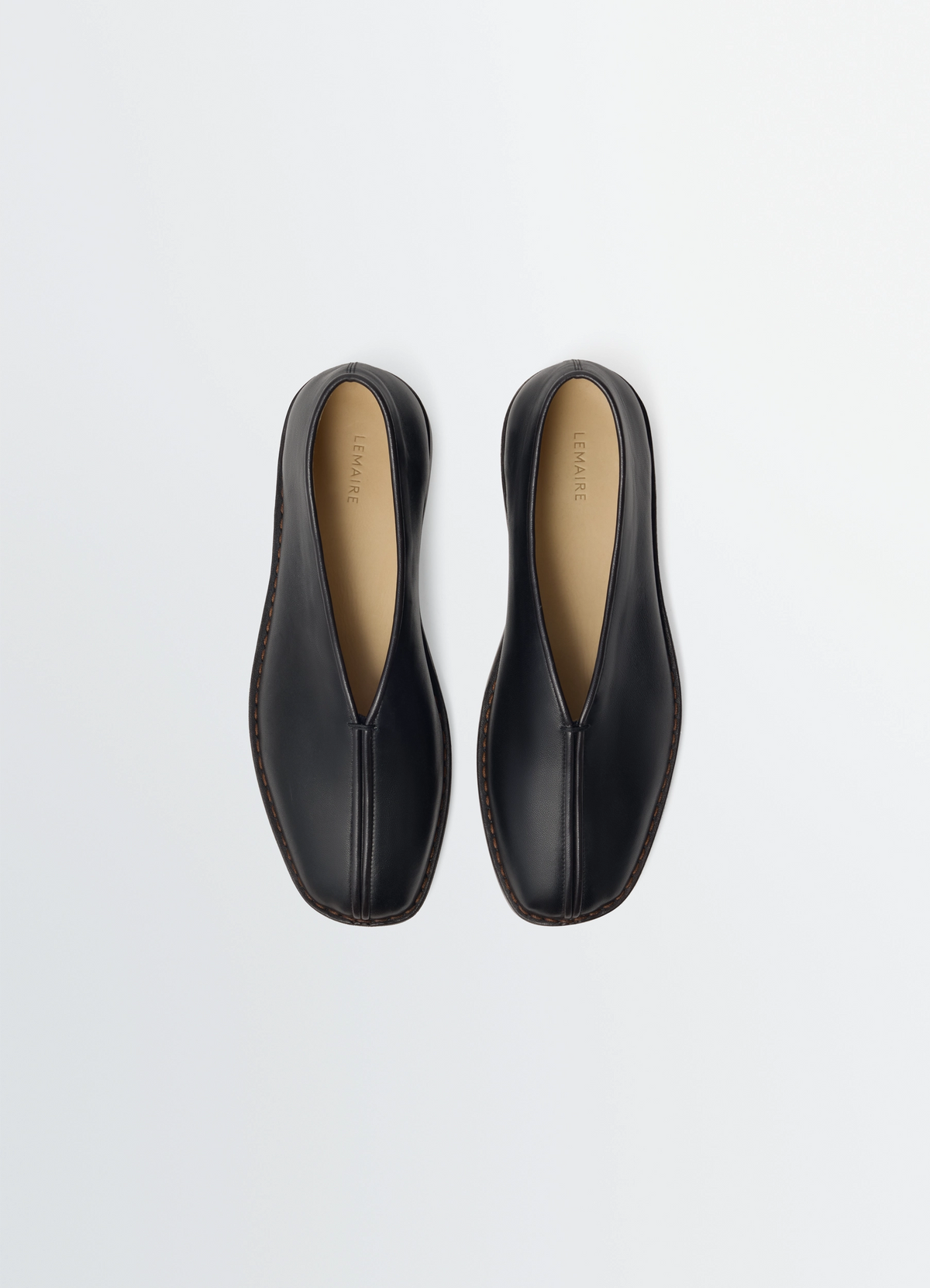 靴 LEMAIRE FLAT PIPED SLIPPER size40 FLAT PIPED SLIPPERS IN LEATHER - Black / Dark Chocolate - Shiny