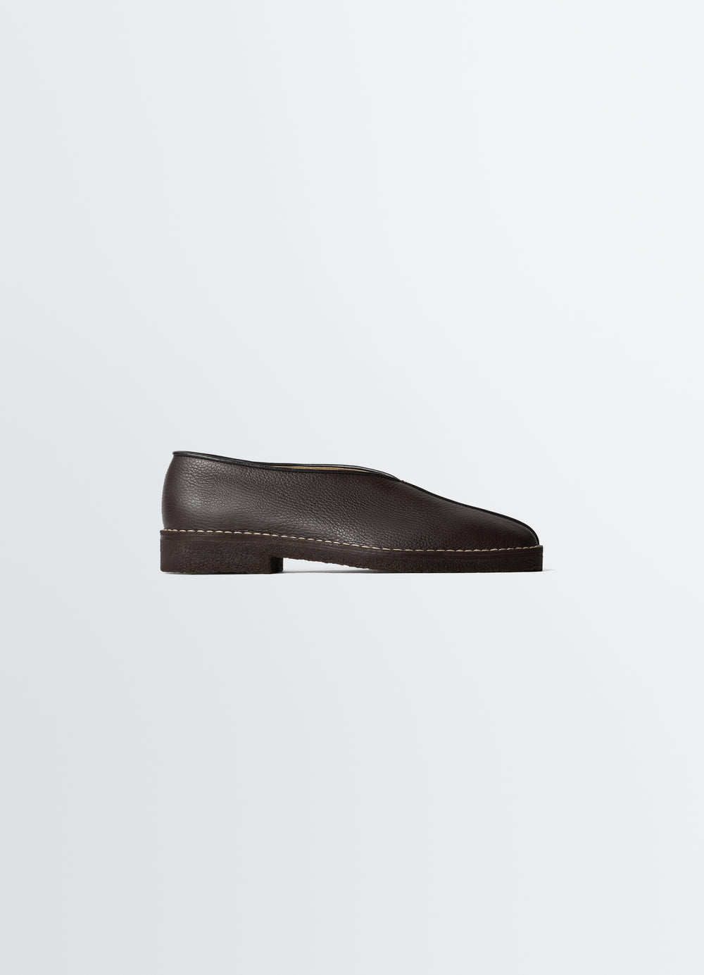 PIPED CREPE SLIPPERS IN LEATHER