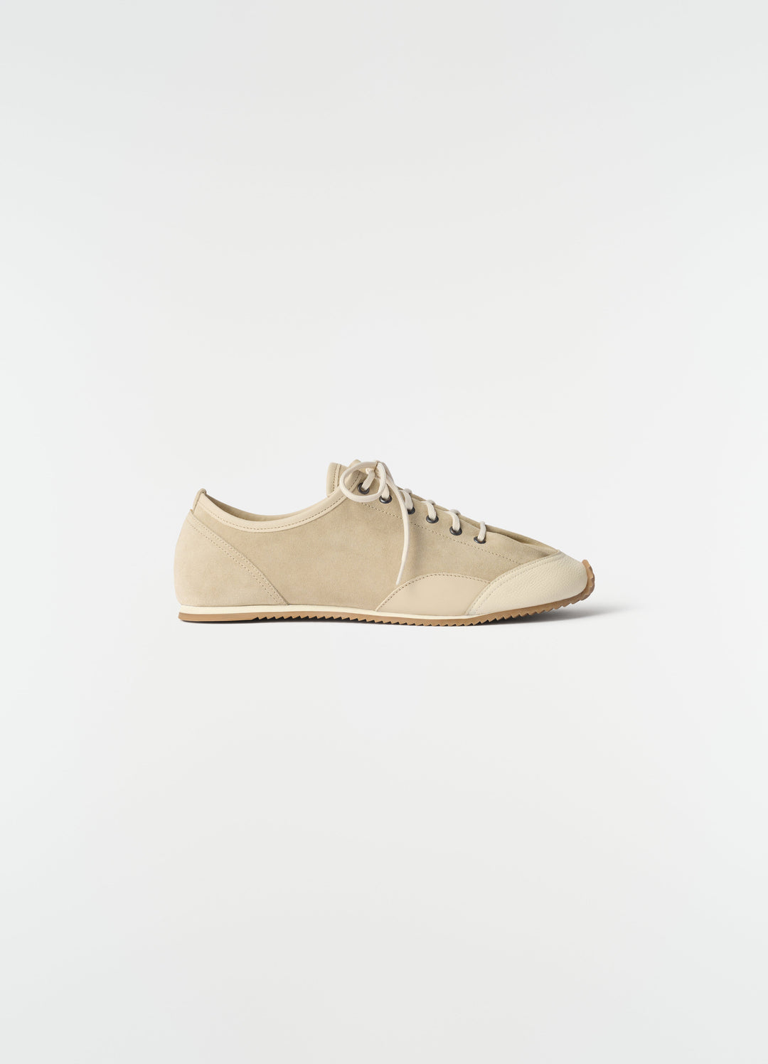 Gummy Grips beige mixed leather sneakers LEMAIRE side view on plain white background