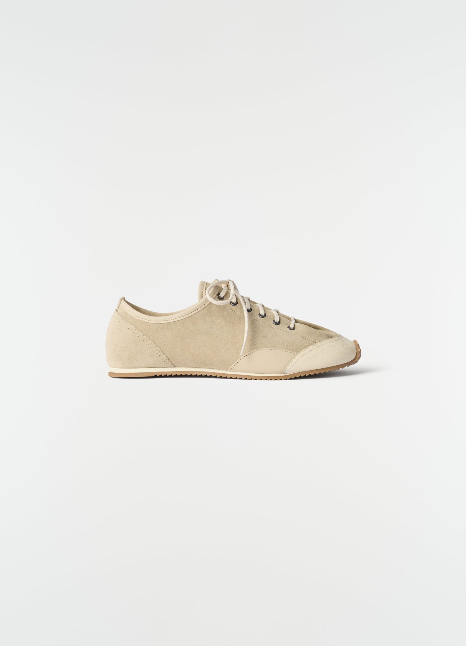 Gummy Grips beige mixed leather sneakers LEMAIRE side view on plain white background