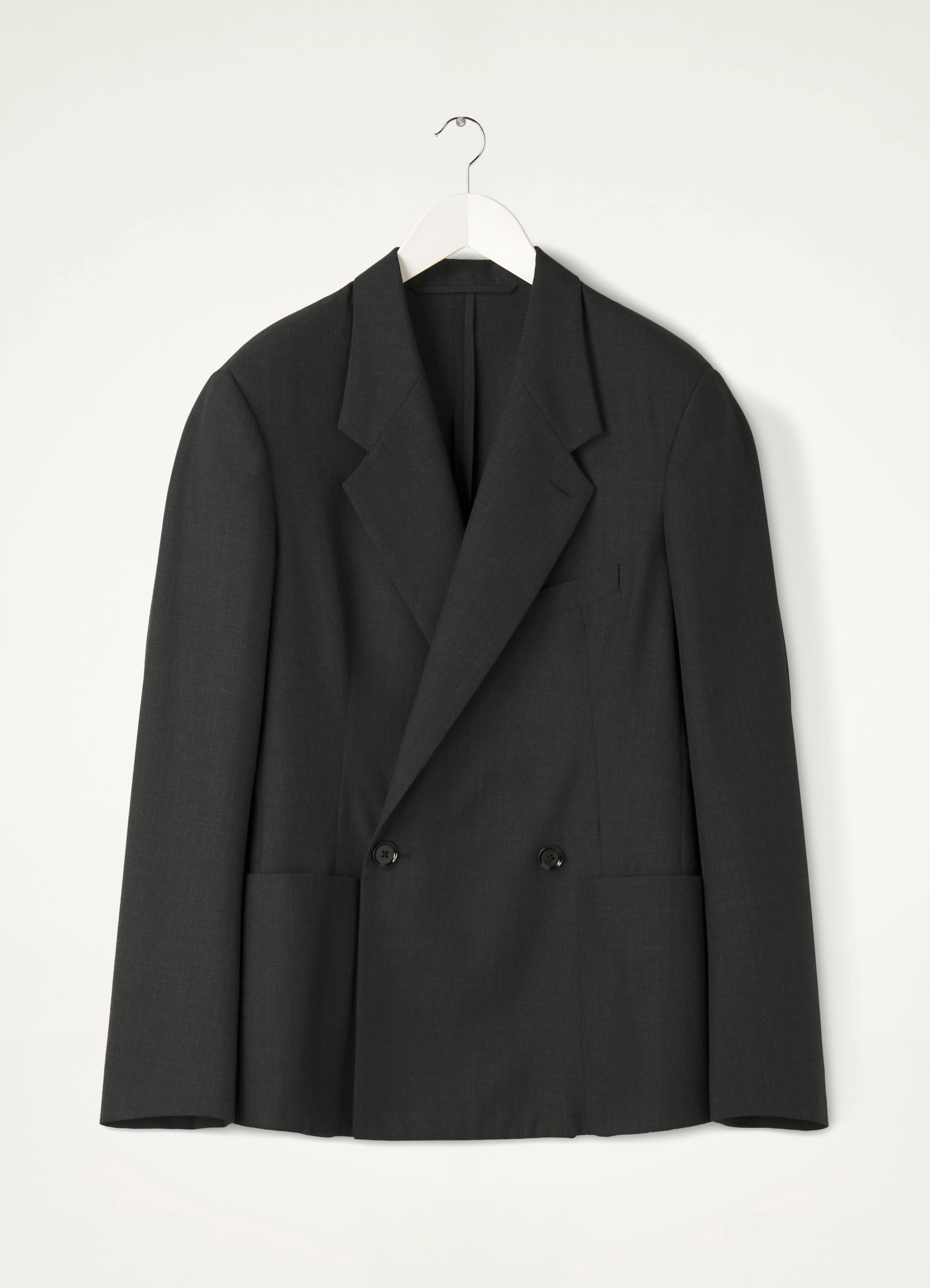 Caviar Black Soft Tailored Jacket in Tropical Poly Wool | LEMAIRE