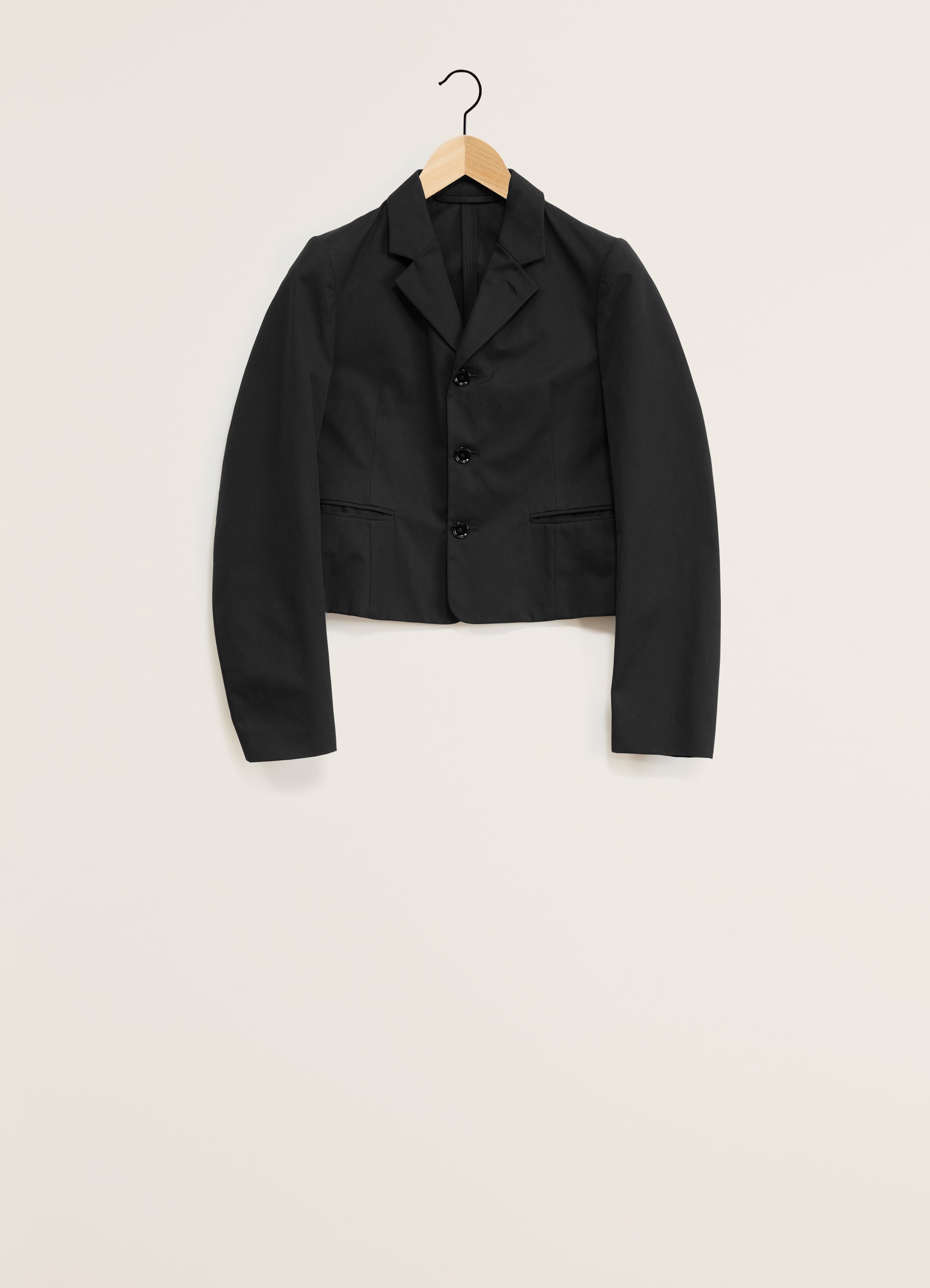 Black Single Breasted Short Jacket in Compact Cotton | LEMAIRE