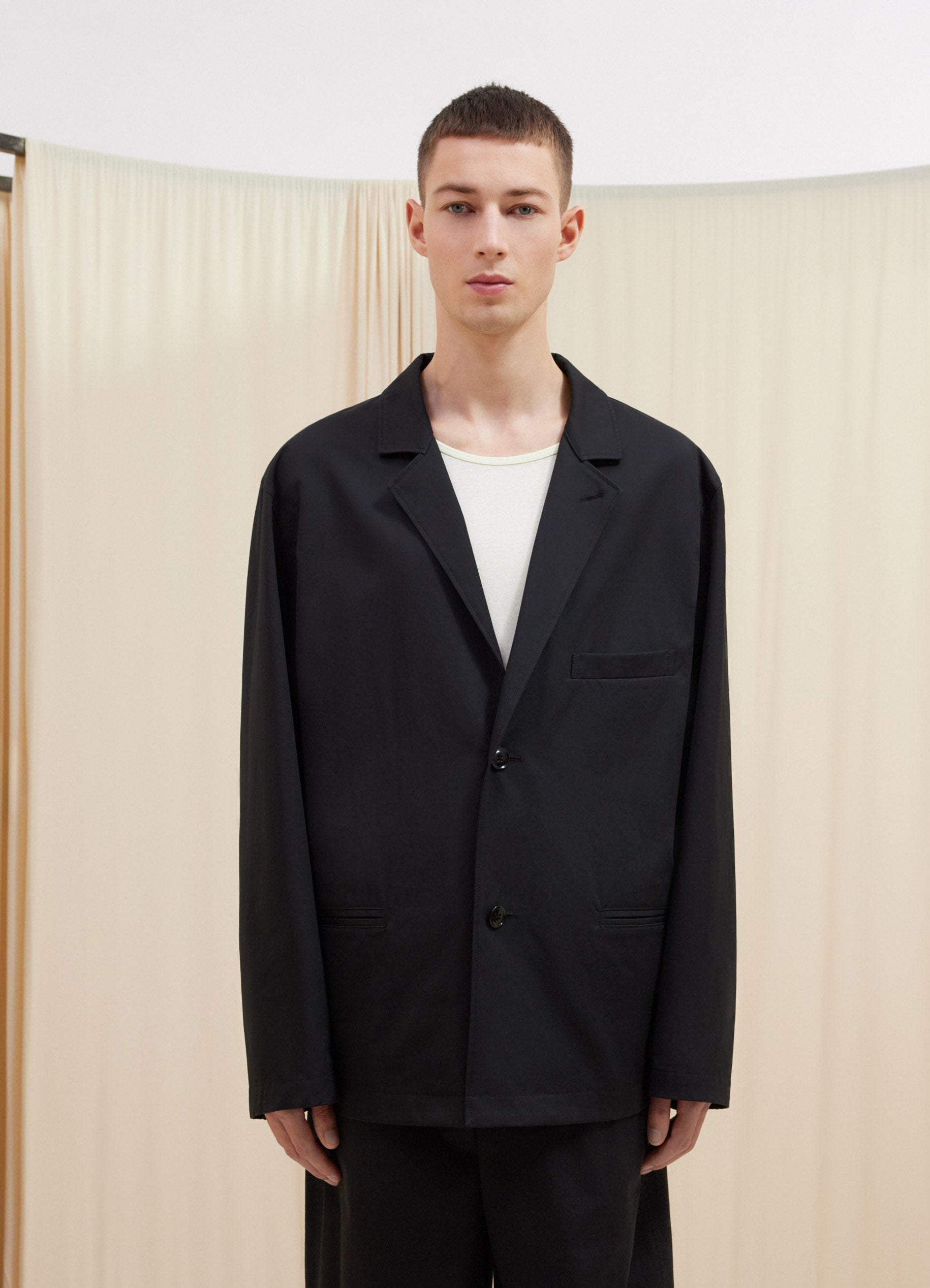 Black Sb Easy Jacket in Compact Cotton | LEMAIRE