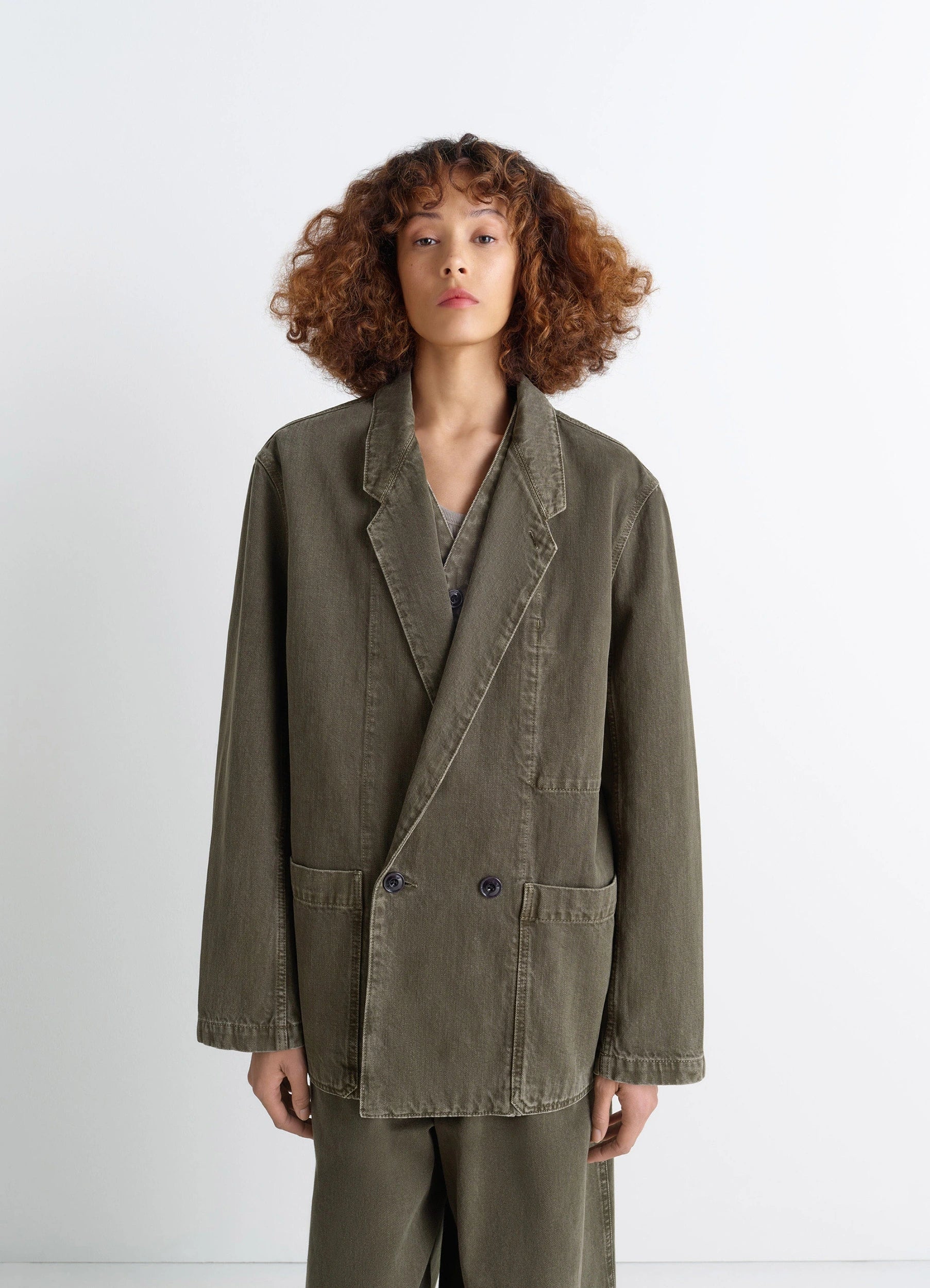 WORKWEAR BLAZER - Moss Green - Garment Dyed Snow Heavy Denim