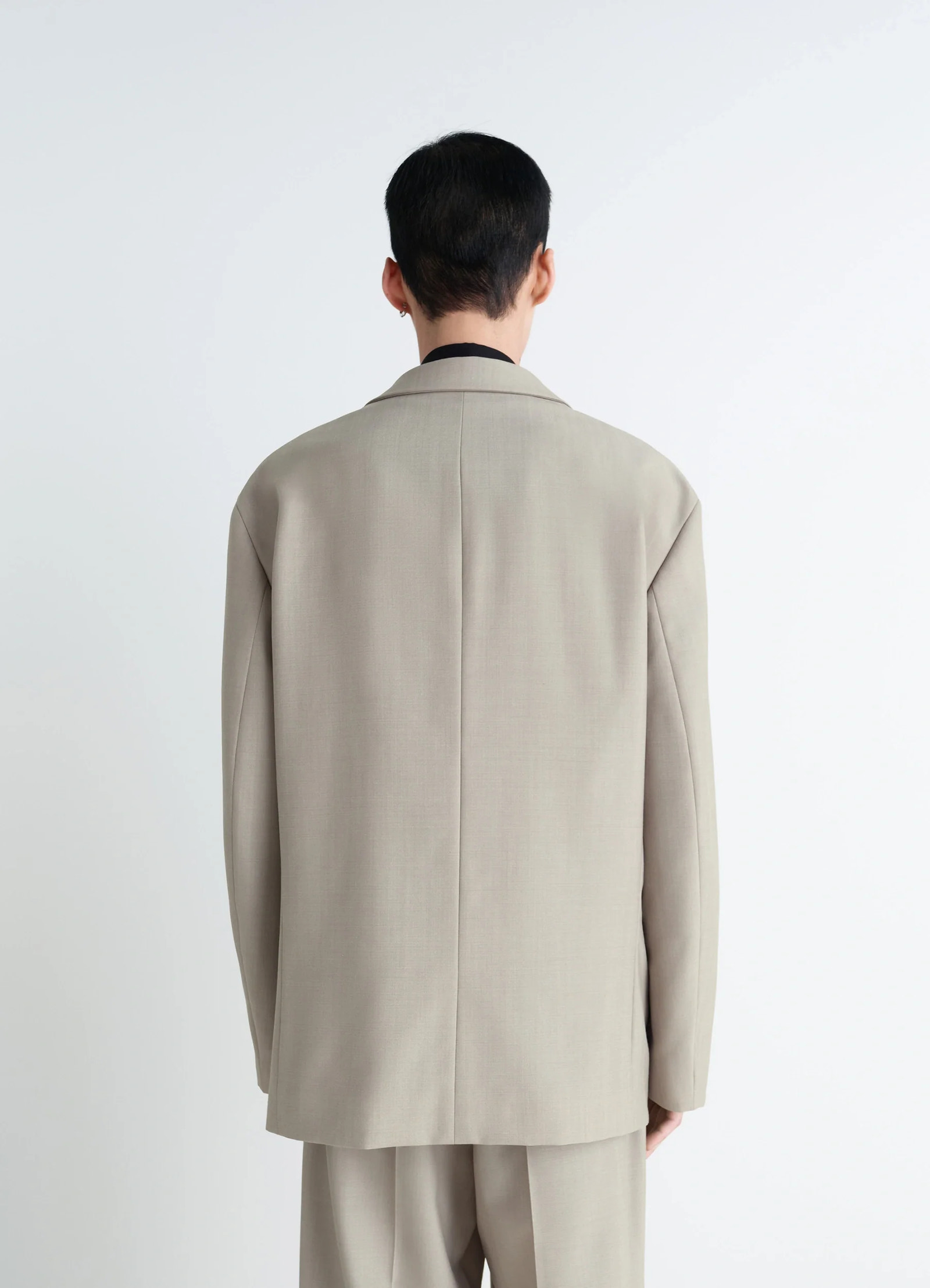 ダブルブレスト ソフトジャケット - Light Taupe - トロピカルポリ ダブルブレスト ソフトジャケット - Light Taupe - トロピカルポリ