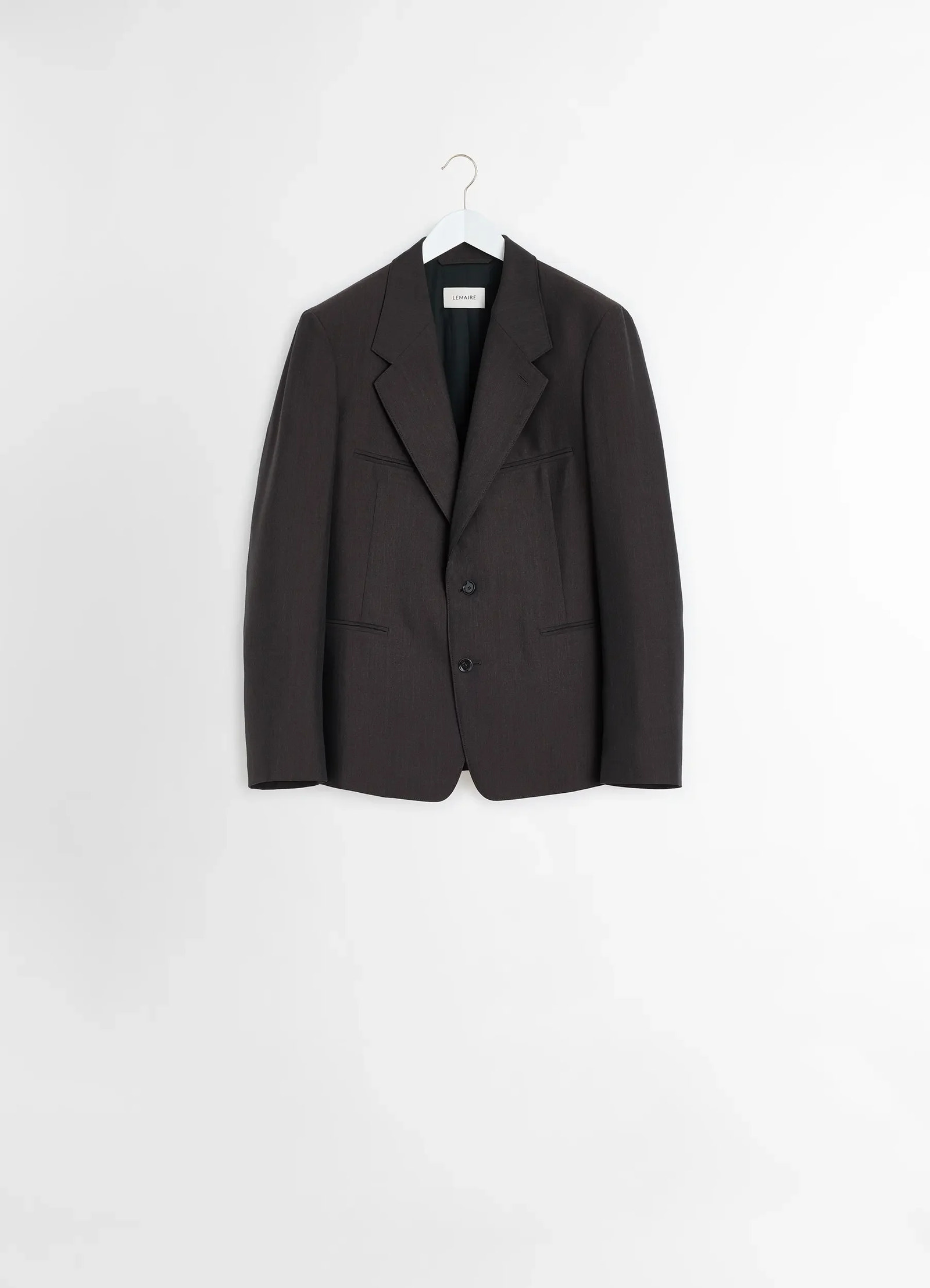 TAILORED SINGLE BREASTED JACKET IN POLYWOOL - Dark Espresso TAILORED SINGLE BREASTED JACKET IN POLYWOOL - Dark Espresso