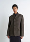 Boxy Tailored Jacket in Harris Tweed Herringbone, model shot, front view boxy fit, button closure