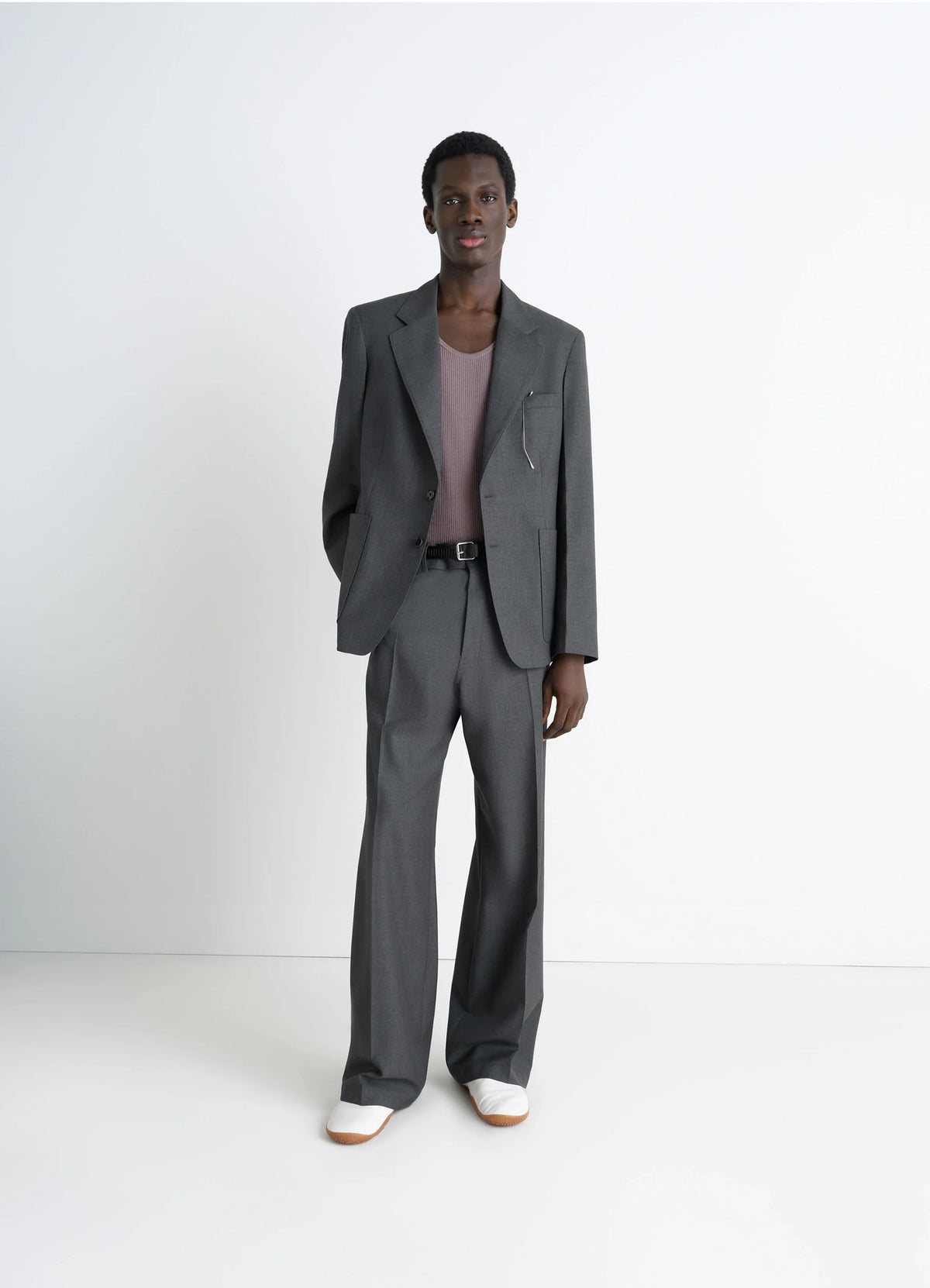 TAILORED SINGLE BREASTED JACKET - Dark Grey - Poly Wool Twill