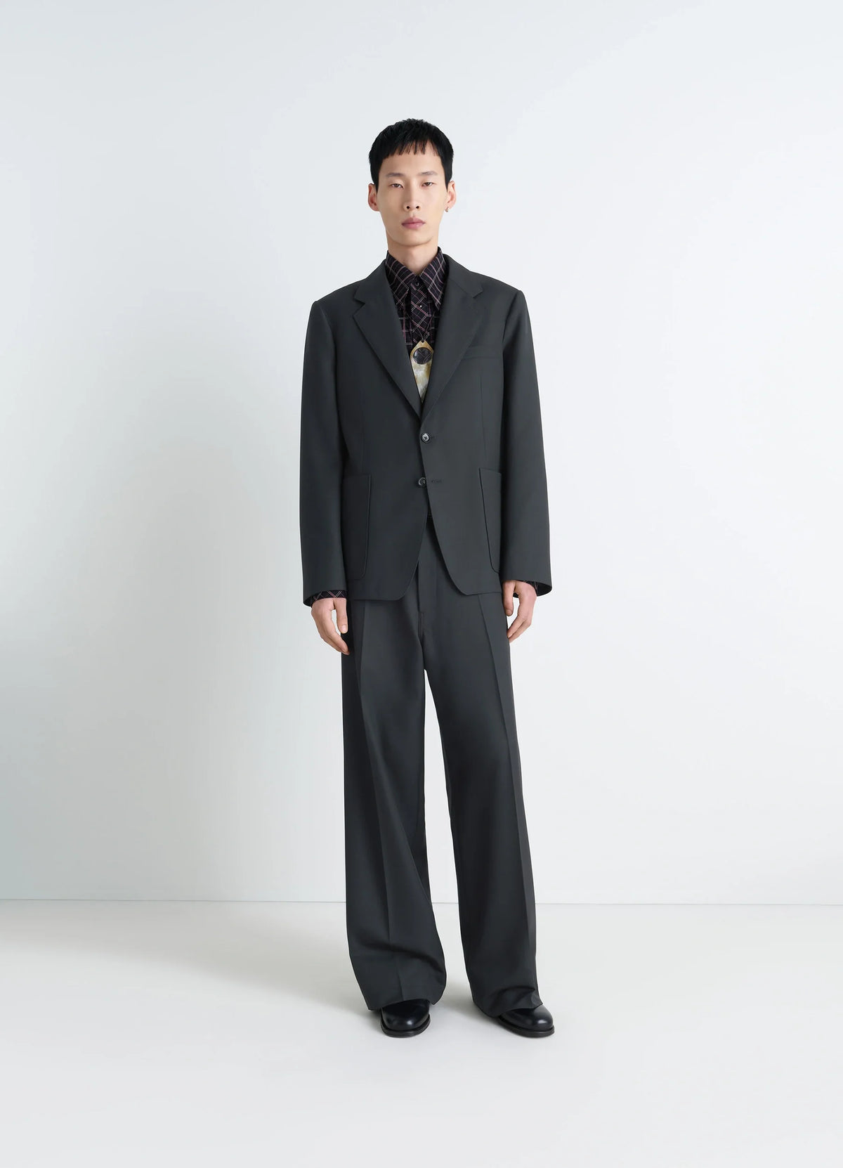 シングルブレスト テーラードジャケット - Marine Melange - Poly Wool