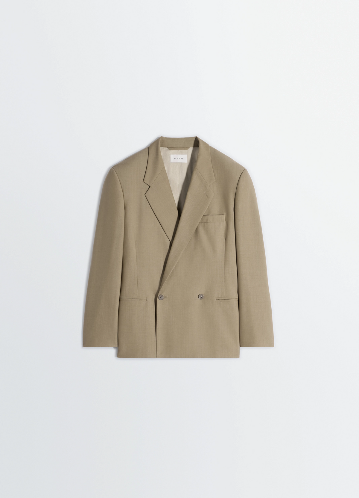 DOUBLE BREASTED TAILORED JACKET IN TROPICAL POLYWOOL - Hay Green