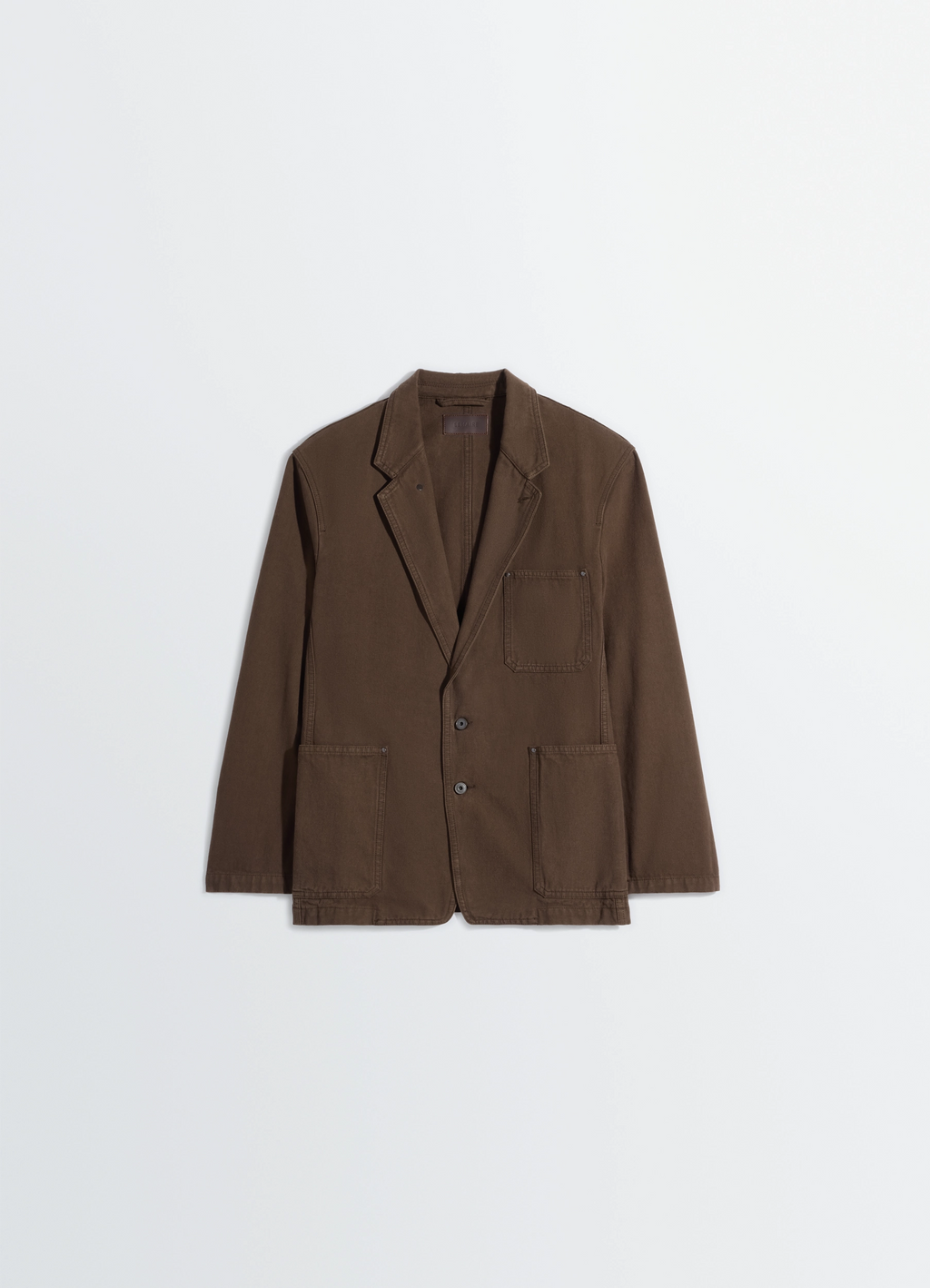 SINGLE BREASTED TAILORED JACKET IN DYED HEAVY BROKEN TWILL - Cacao