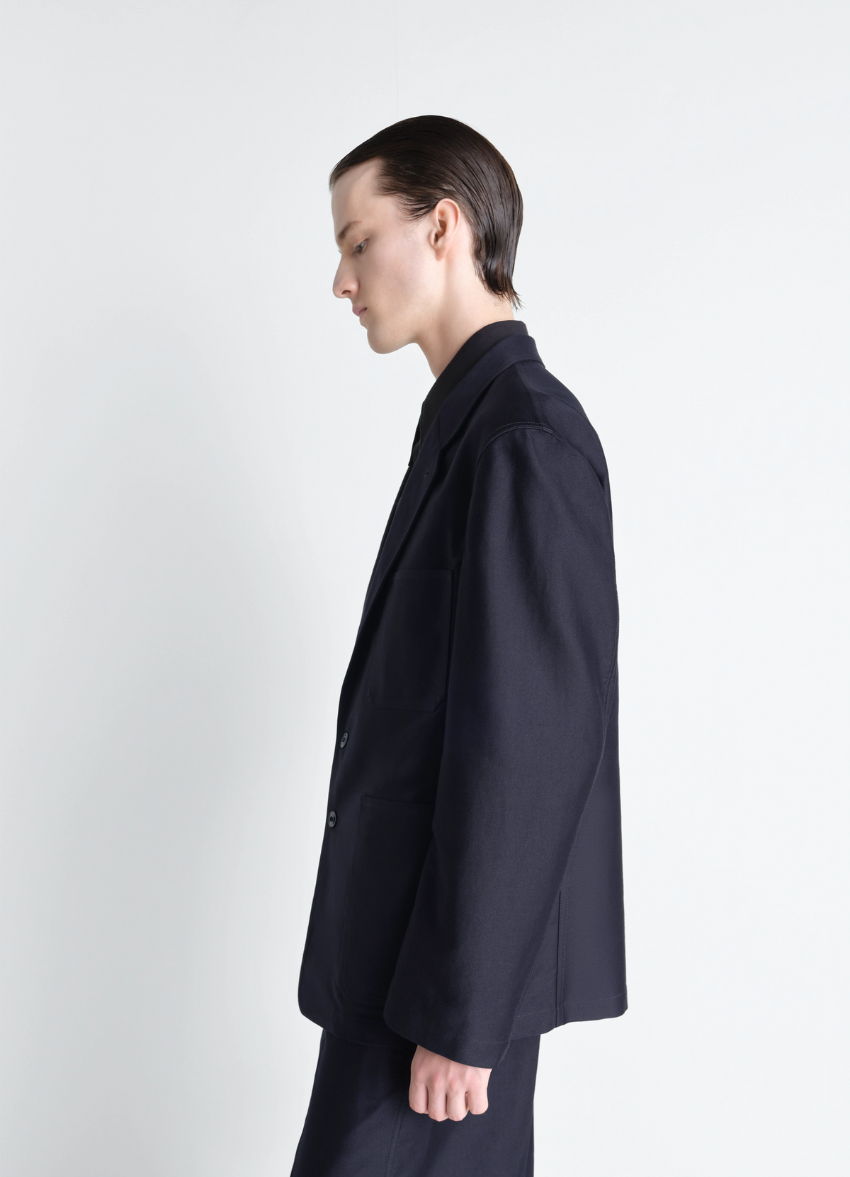 SINGLE BREASTED WORKWEAR JACKET IN COTTON SATIN - Urchin - Cotton