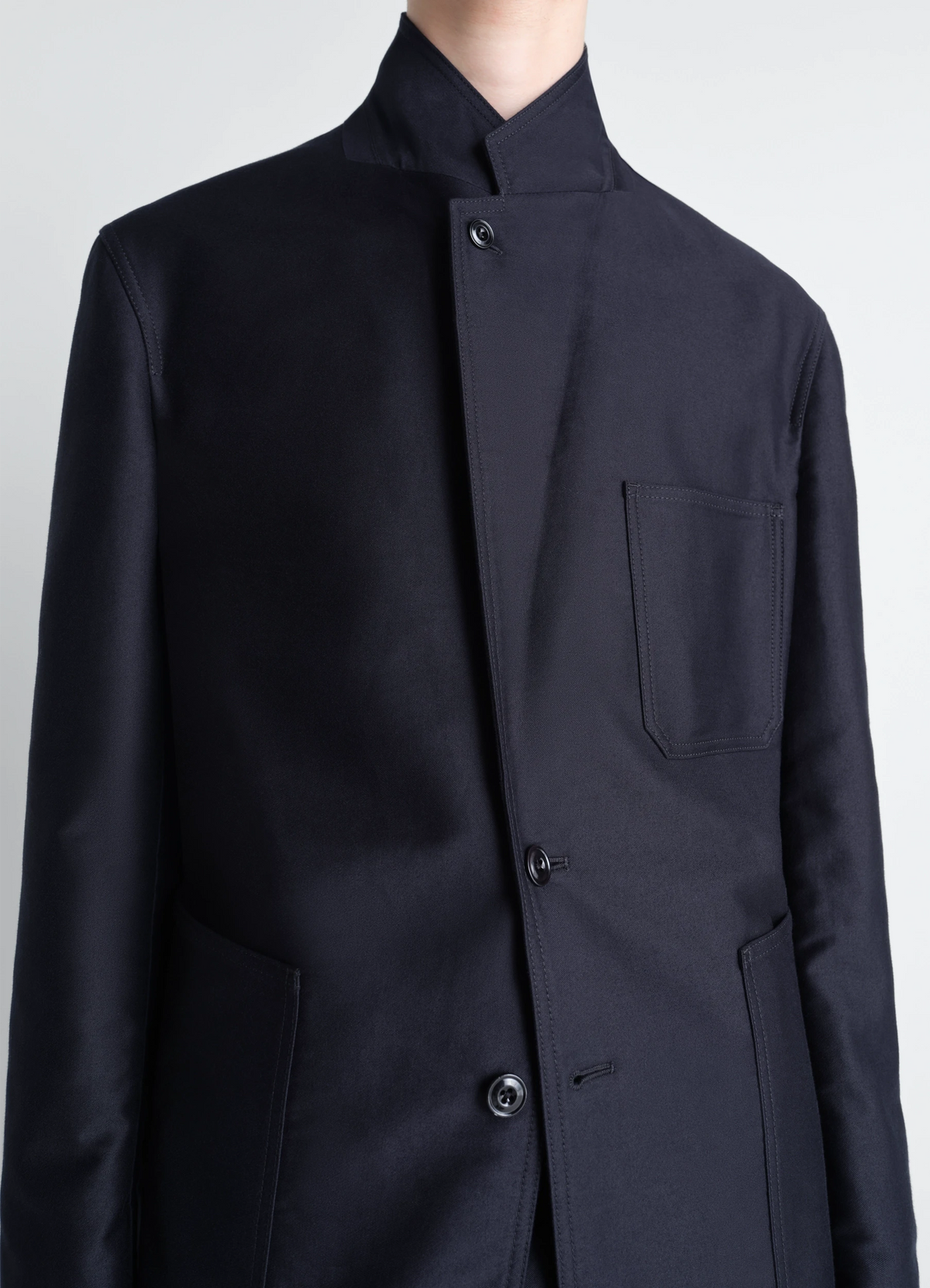 SINGLE BREASTED WORKWEAR JACKET IN COTTON SATIN - Urchin - Cotton