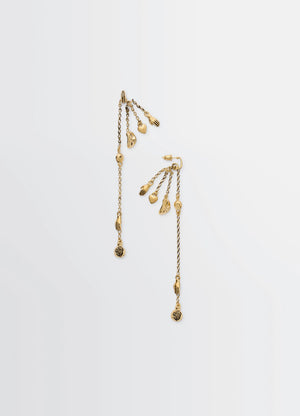 Estampe Earrings in Aged-effect Gilded Brass, product shot, Front view Figurative forms