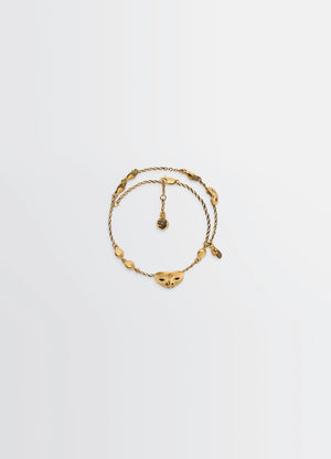 Estampe Bracelet in Aged-effect Gold-plated Brass, product shot, Top view Delicate figurative forms