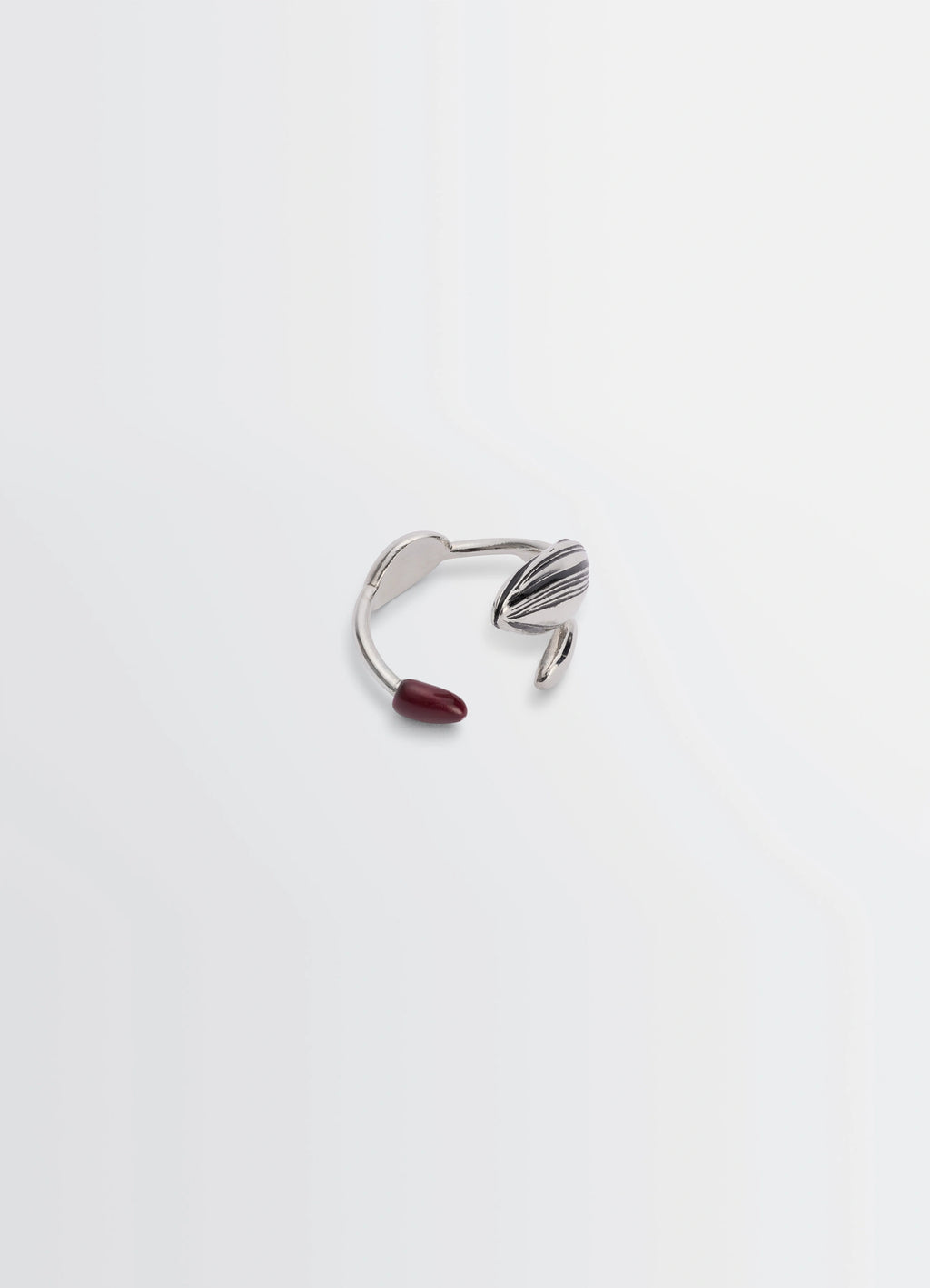 GIRASOL RING in silver-plated brass, product shot, side view resin details