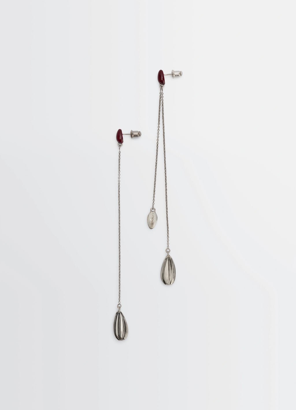 Asymmetric Girasol Earrings in Silver-plated brass, product shot, Front view Asymmetrical dangling