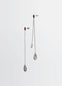 Asymmetric Girasol Earrings in Silver-plated brass, product shot, Front view Asymmetrical dangling