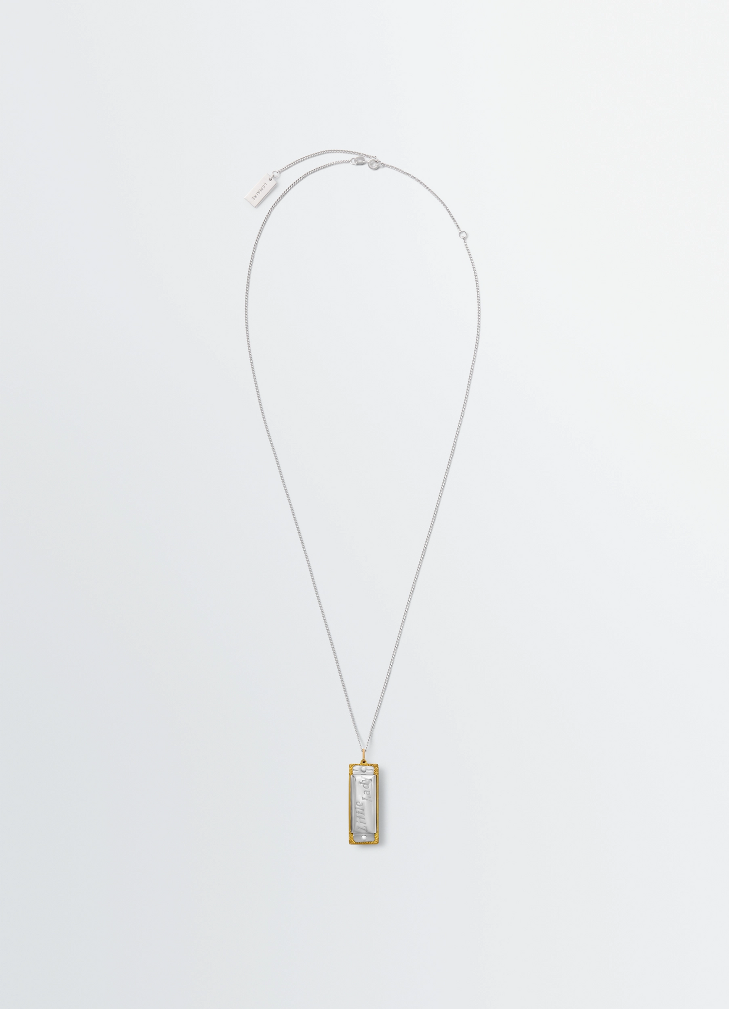 Lemaire Harmonica Necklace in Gold Silver Metal, product shot, front view minimal design