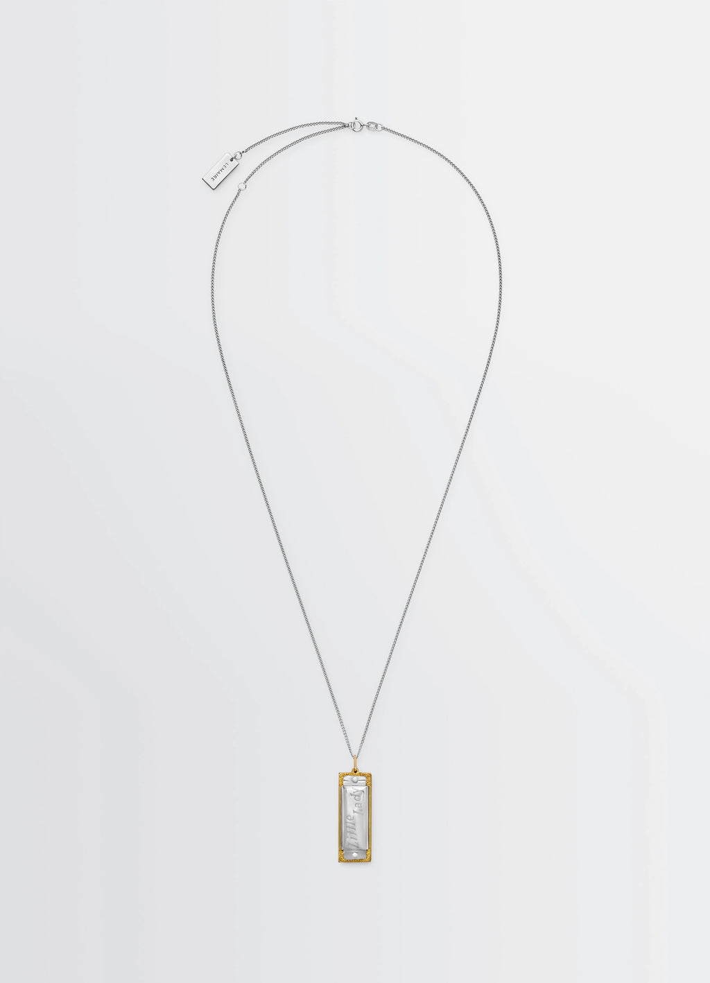 Hohner Little Lady Harmonica Neckla in Silver and Gold, product shot, front view minimalist design