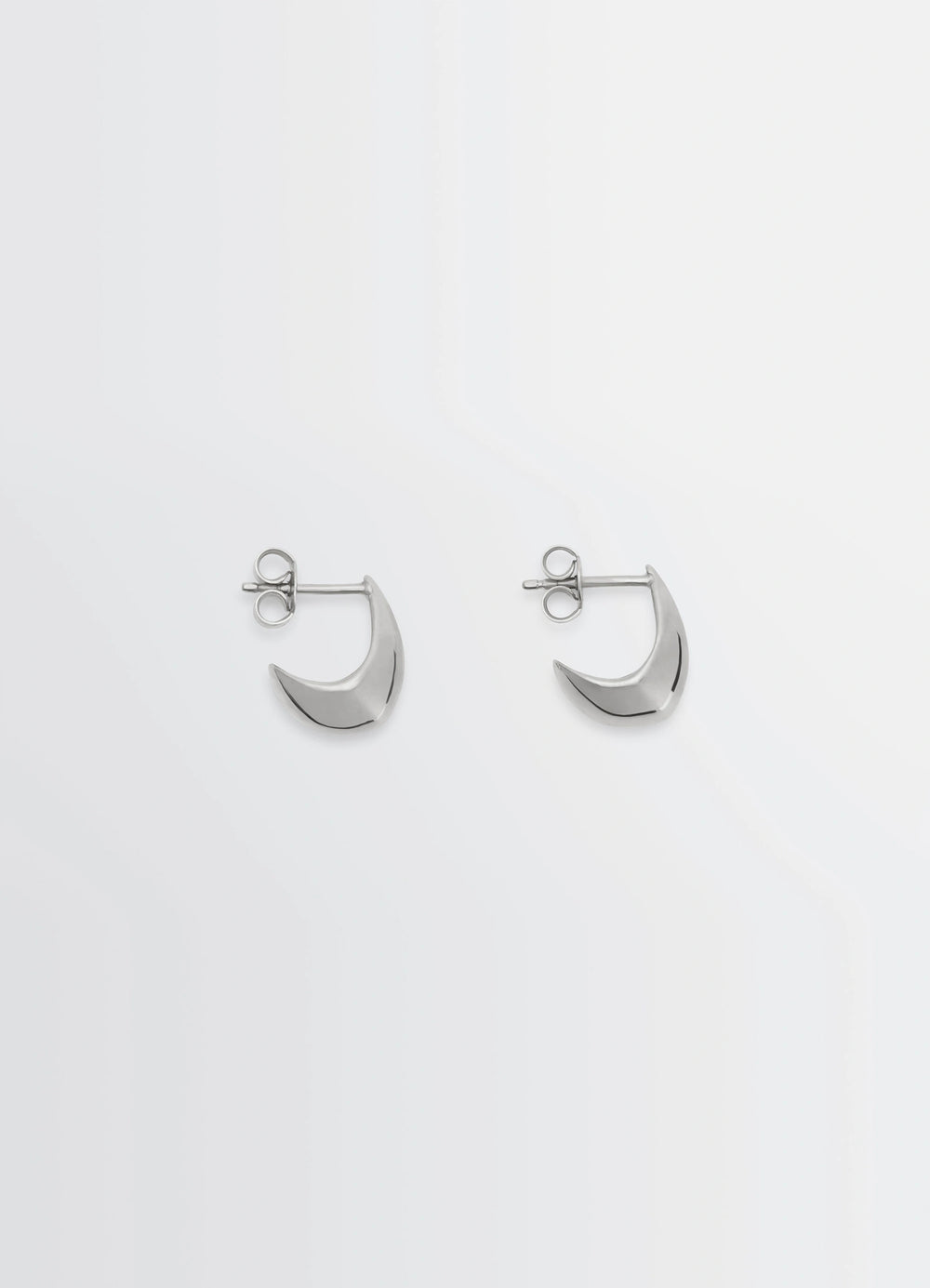 Lemaire Micro Drop Earrings in Rhodium-Plated Silver, product shot, Front View Drop-Shaped Design
