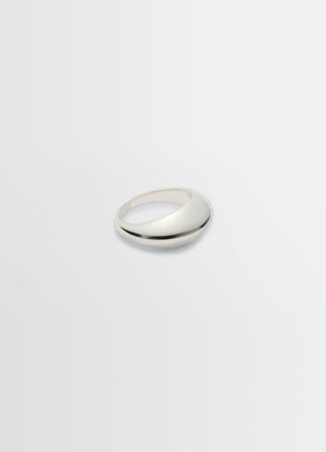 Chunky Drop Ring in Rhodium-plated Silver, product shot, Side view Voluminous drop shape