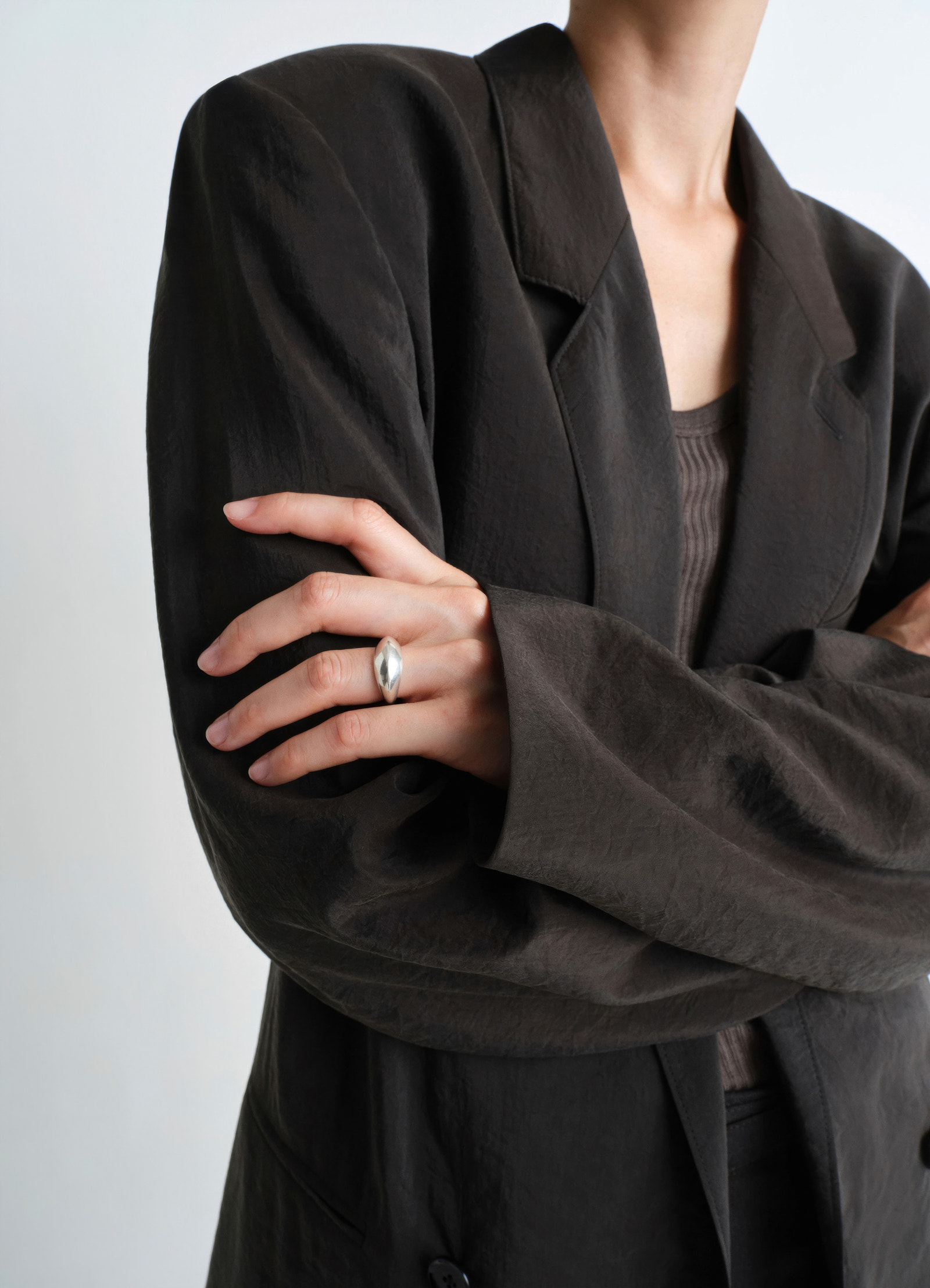 Bague drop épaisse en argent
