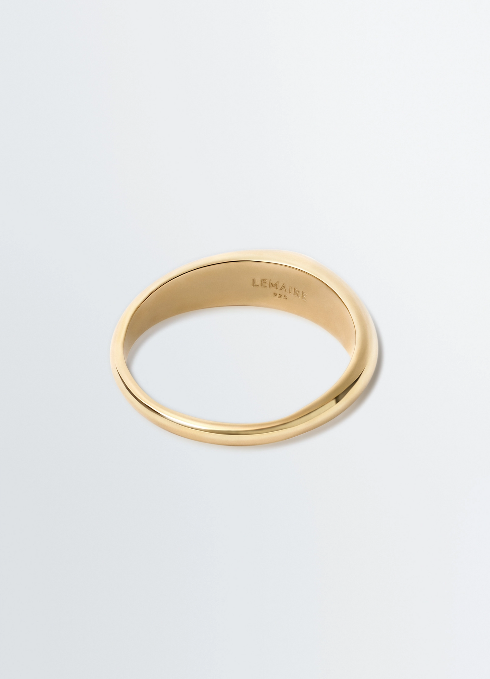 Drop ring in vermeil in vermeil with gold finish, product shot, interior view smooth curved interior