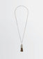 Lemaire Personal Brush Necklace in Silver and Brown Brush, product shot, Front view Pendant with brush