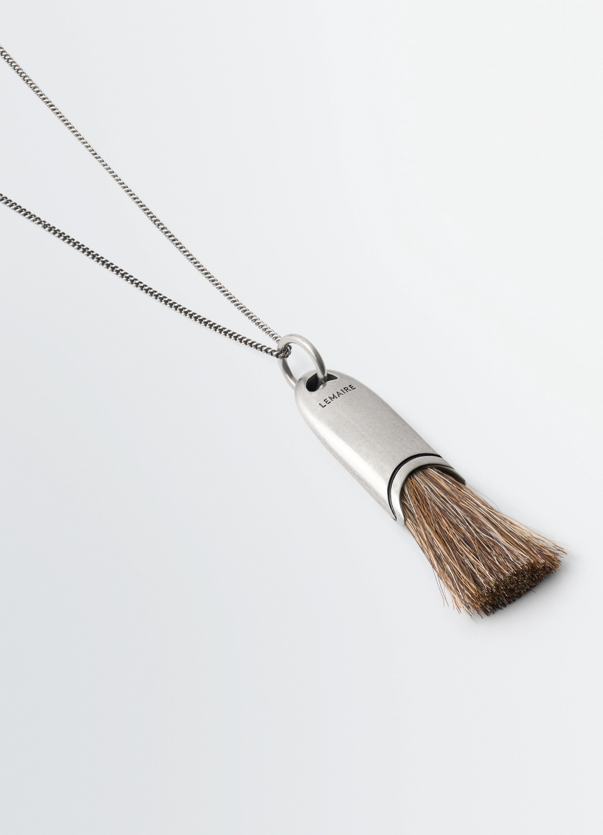 PERSONAL BRUSH NECKLACE - Silver / Salt And Pepper - Brass
