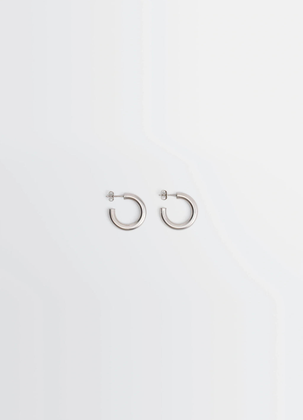 Lemaire Classic Hoops S in Recycled Rhodium-Plated Silver, product shot, Front view Minimalist design
