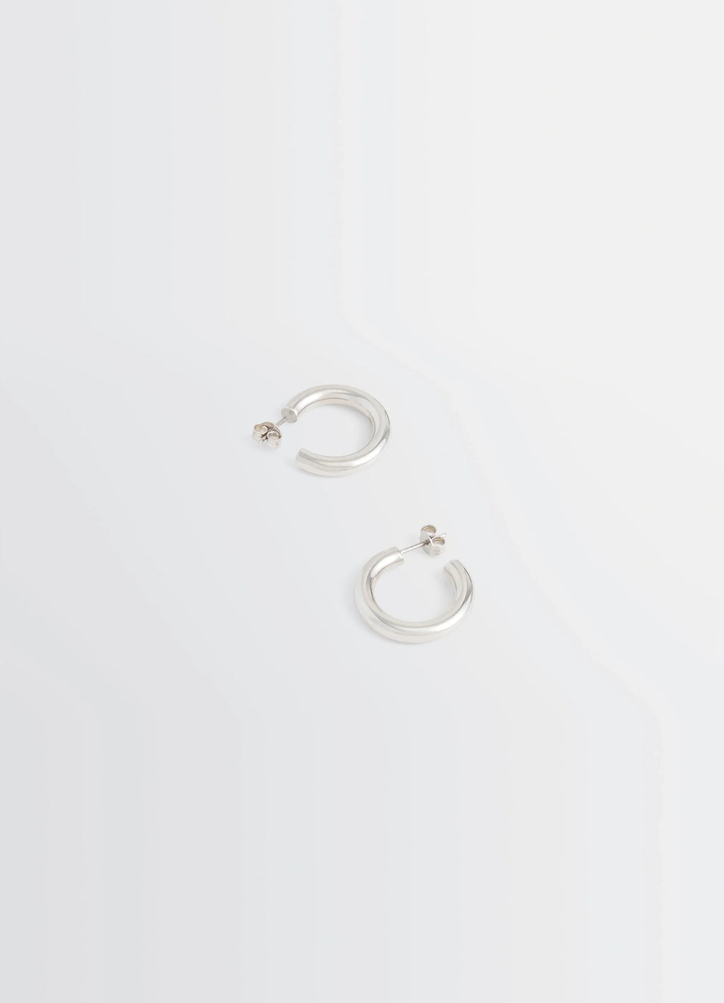 Lemaire Classic Hoops S in Recycled Rhodium-Plated Silver, product shot, top view simple circular