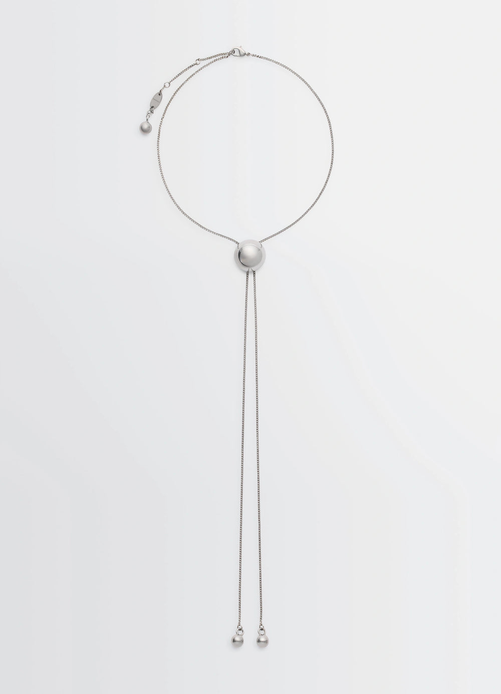Lemaire Rattle Bolo Tie in Silver-plated Brass, product shot, Front view Western tie style